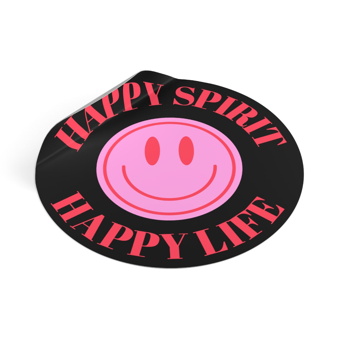 Happy Spirit Happy Life Round Vinyl Stickers, UV Smiley Stickers, Smile Sticker, Tumblr Retro Smile, VSCO Girl, Computer, Skateboard