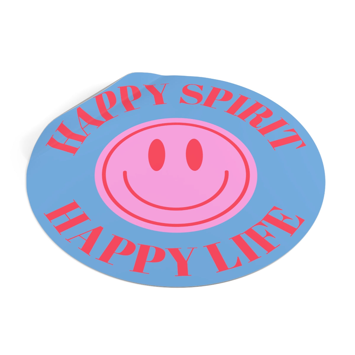 Happy Spirit Happy Life Round Vinyl Stickers, UV Smiley Stickers, Smile Sticker, Tumblr Retro Smile, VSCO Girl, Computer, Skateboard, Bumper