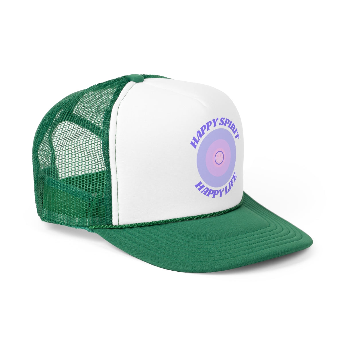 Hat Happy Spirit Happy Life- Aesthetic Hat, Smile Tumblr hat, Trendy Oversized hat, Vsco girl, Pink Graphic Trucker Hat, Baseball Hat