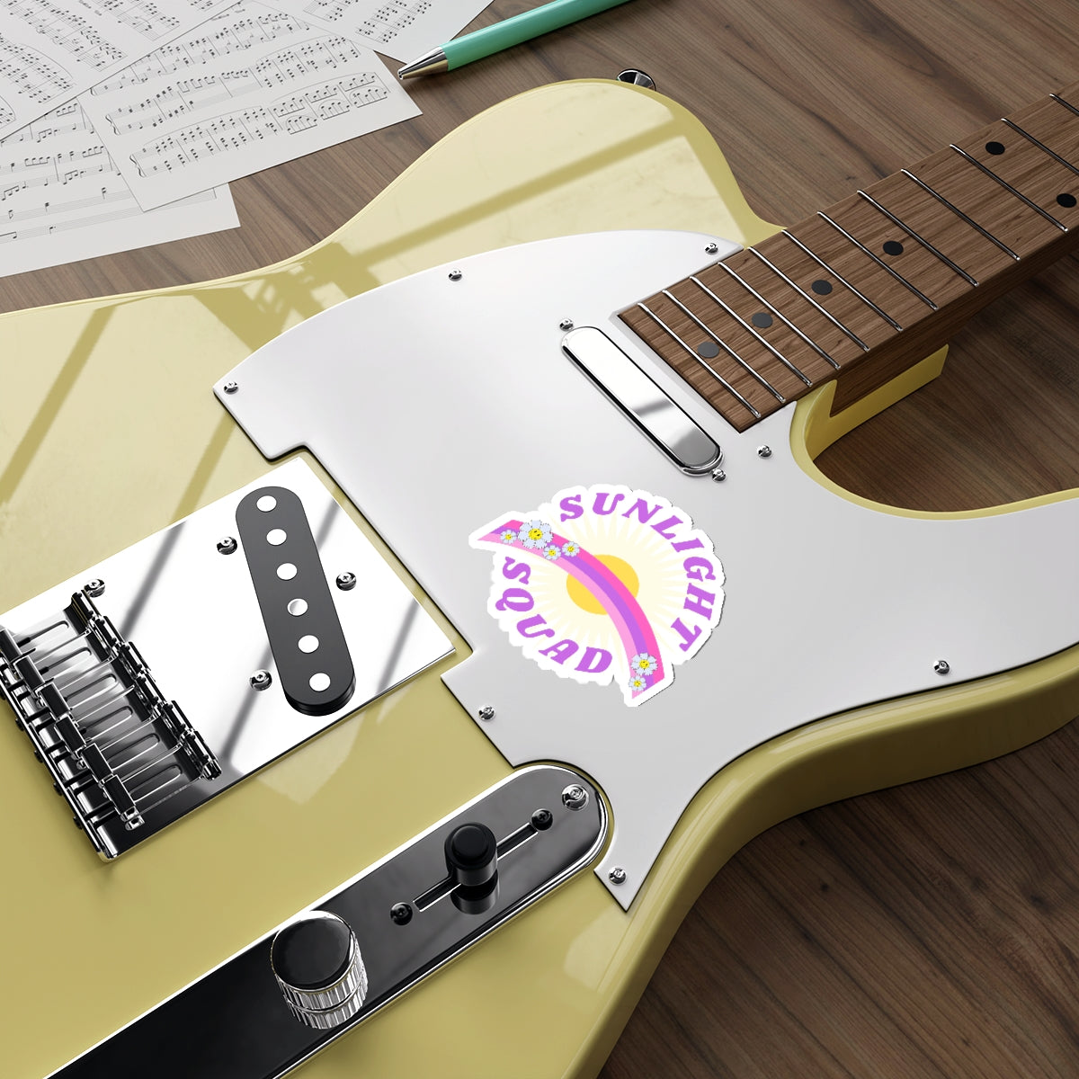 Aesthetic Sticker Sunlight Squad, Smile Flower Happy Mind Die-Cut Sticker, Positivity Pink Purple Earth Smile Y2K Graphic