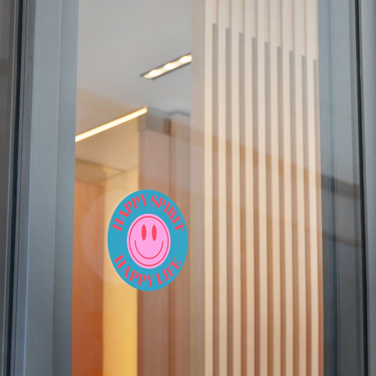 Happy Spirit Happy Life Round Vinyl Stickers, UV Smiley Stickers, Smile Sticker, Tumblr Retro Smile, VSCO Girl, Computer, Skateboard