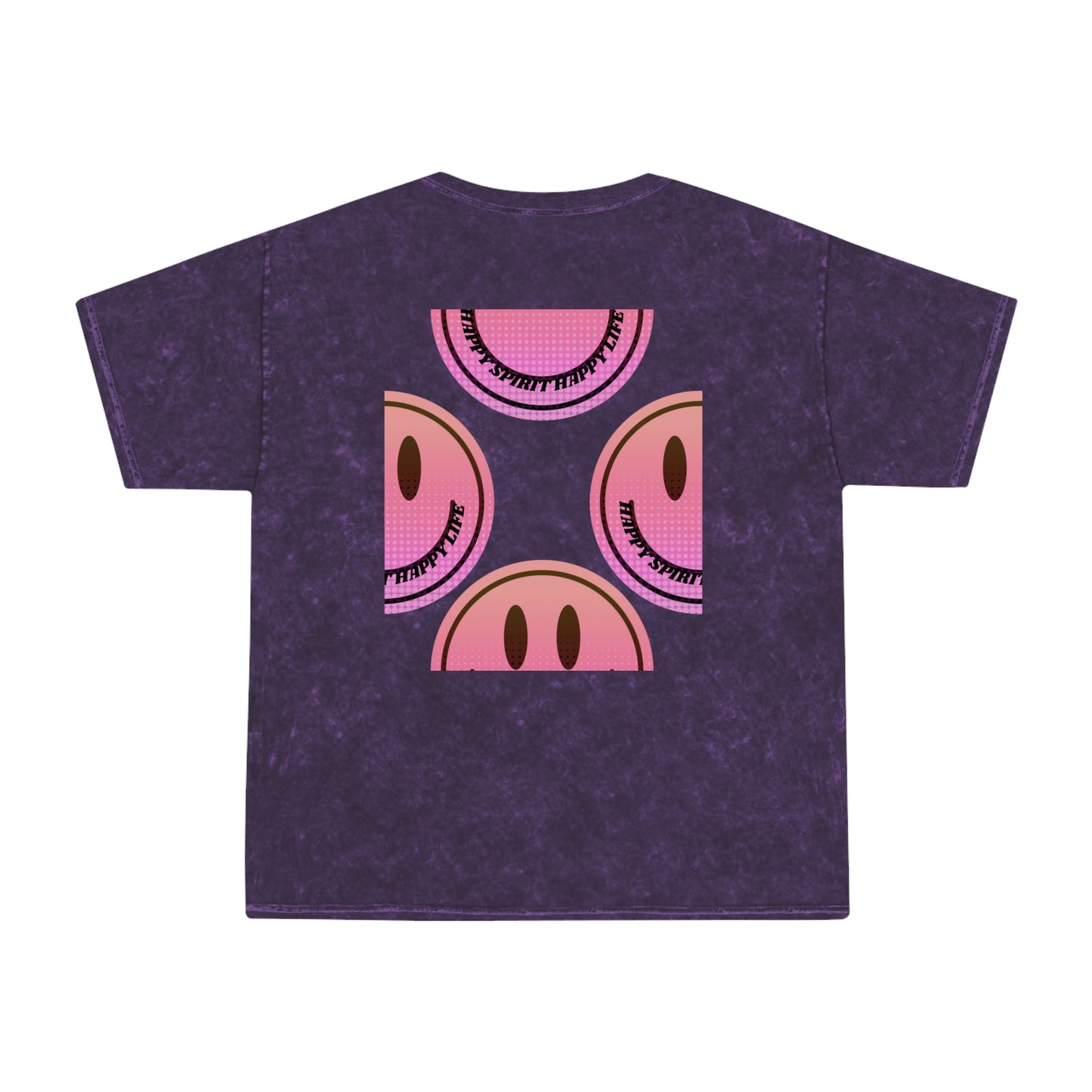 Aesthetic Smile Face Shirt, Vintage Style, Happy Spirit Happy Life Shirt, Smile Pink Sunset Ombre T-Shirt, Unisex 80's style Mineral Wash T