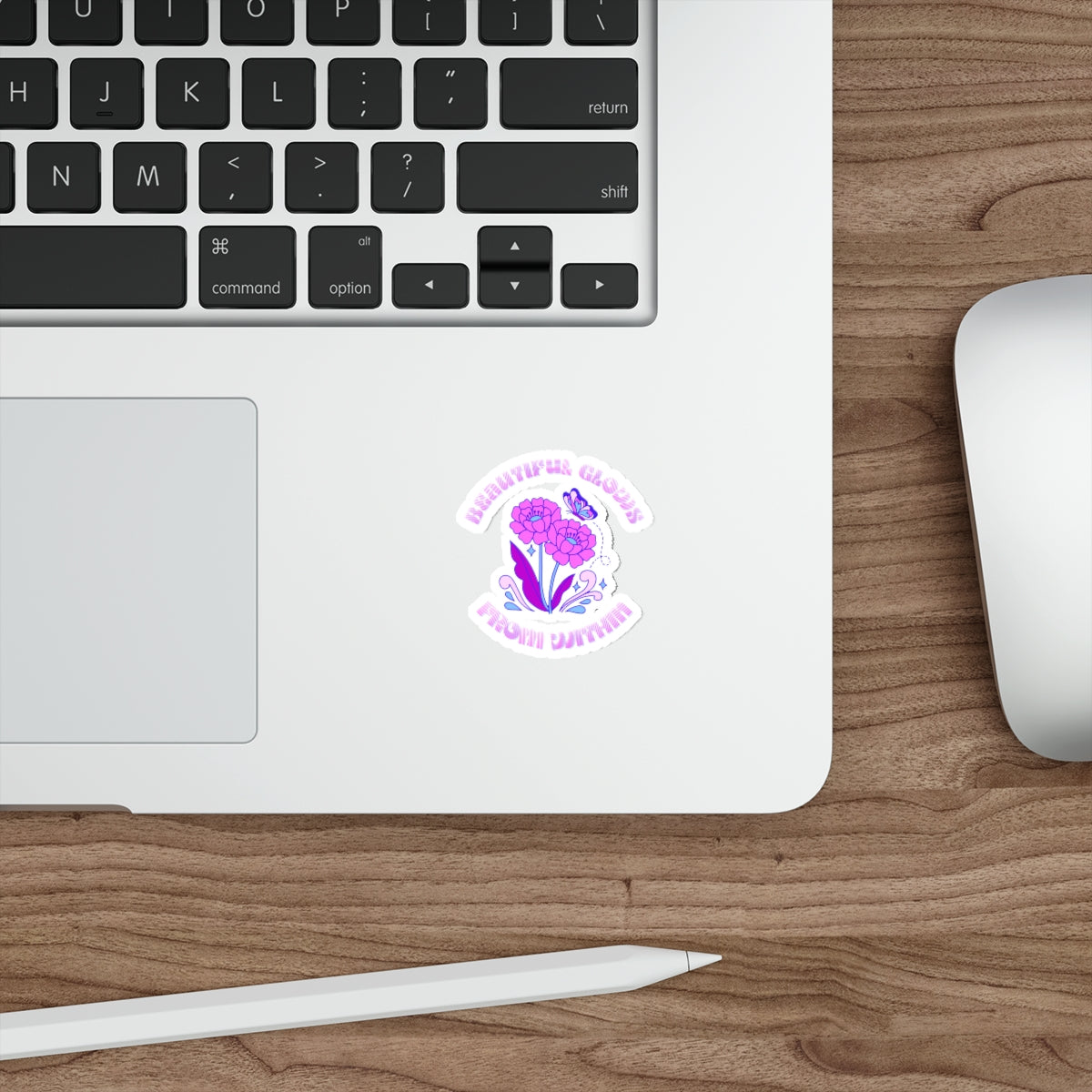 Beautiful Glows from Within Purple Flower Sticker, Aesthetic Die-Cut Stickers, Pink Purple Positivity Sticker, Happy Mind Sticker, Water Res