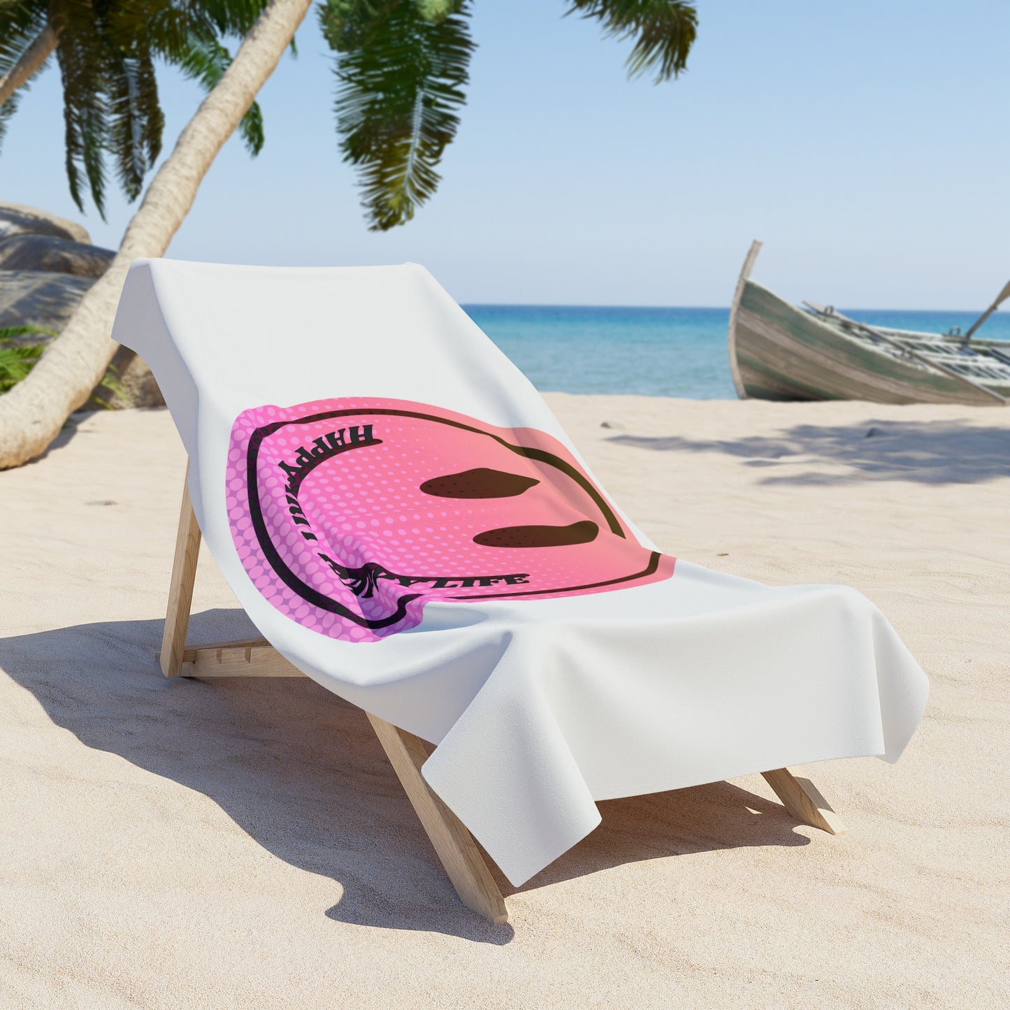 Aesthetic Smile Beach Towel, Happy Spirit Happy Life Towel, Sunset Smile Towel, Trendy Neon Ombre Towel, Summer Towel, Mental Health Towel