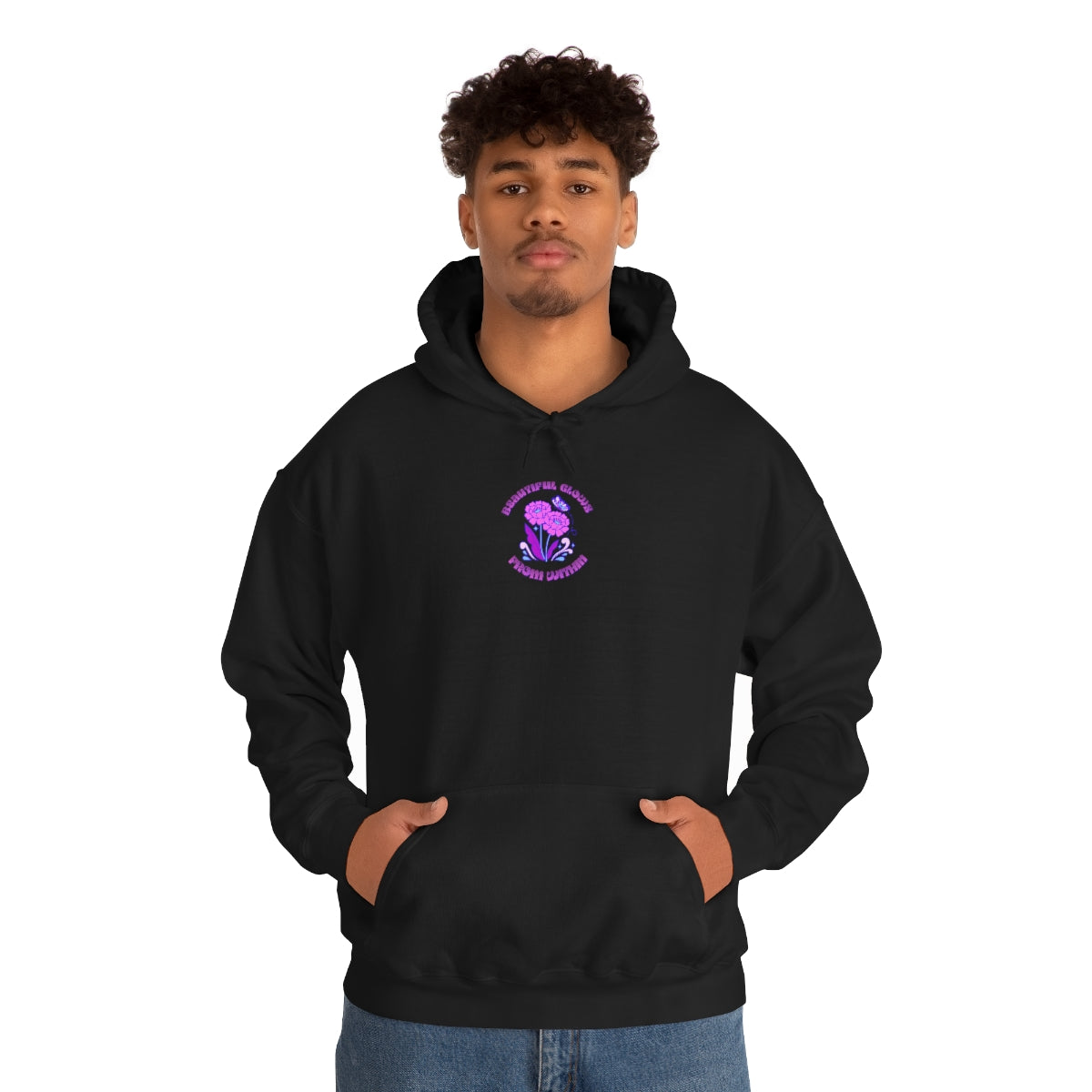 Beautiful Glows from Within Purple Flower Hoodie, Aesthetic Oversized Hoodie, Front Back Print Trendy Sweatshirt, Beach Lake Cover Up