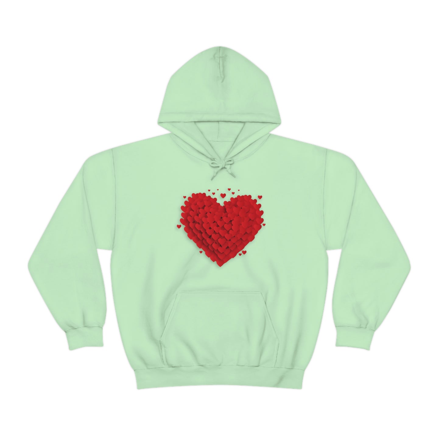Love 3D Hearts Hoodie Sweatshirt, Pile of Hearts Love Hoodie, Valentine's Pink and Red Hoodie Pastel Pink Lavender and Mint Hoodie