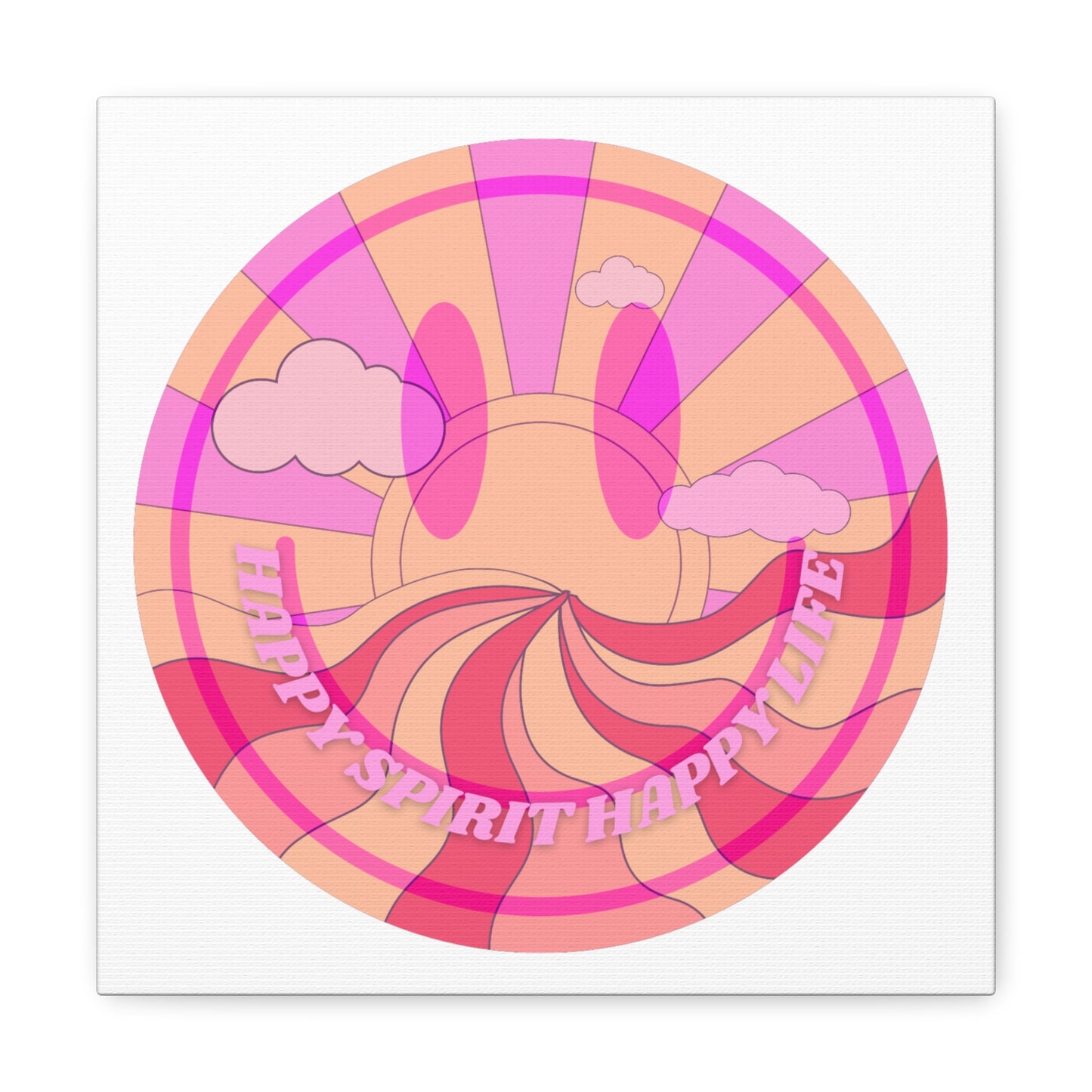Smile Face Wall Art, Aesthetic Smile Face Gallery Canvas Wrap, Sunset Wall Art, Bedroom Wall Art, Pink Smile Decoration, Home Decoration