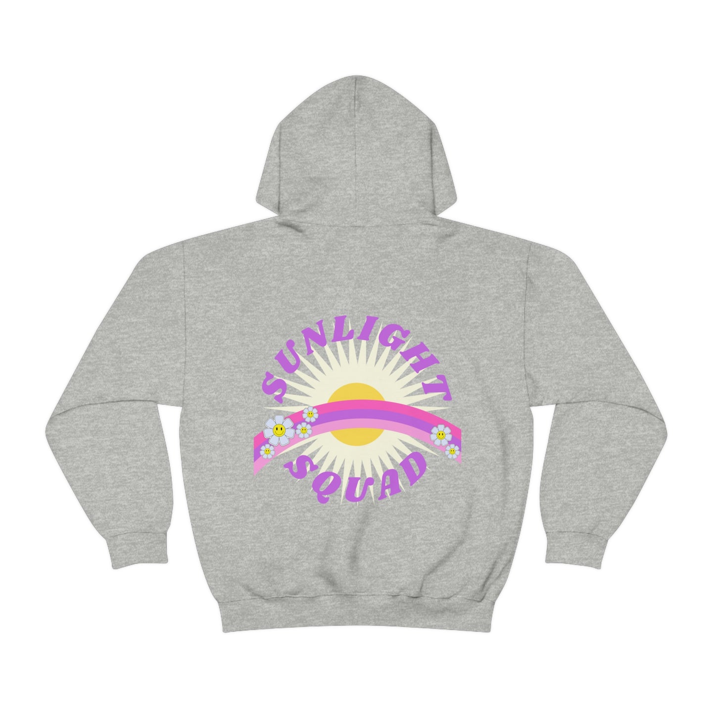 Retro Smile Flower Pink Purple Lavender Lilac Hoodie, Sunlight Squad Sweatshirt, Back Graphic Hoodie, VSCO Girl Oversized Trendy Tumblr Top