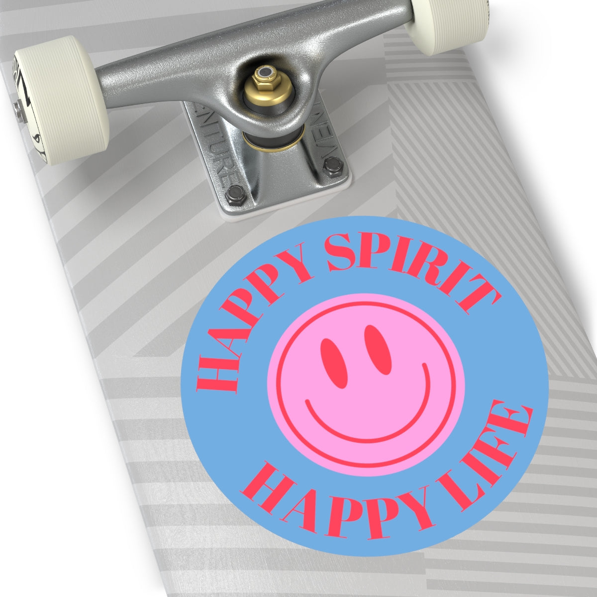 Happy Spirit Happy Life Round Vinyl Stickers, UV Smiley Stickers, Smile Sticker, Tumblr Retro Smile, VSCO Girl, Computer, Skateboard, Bumper