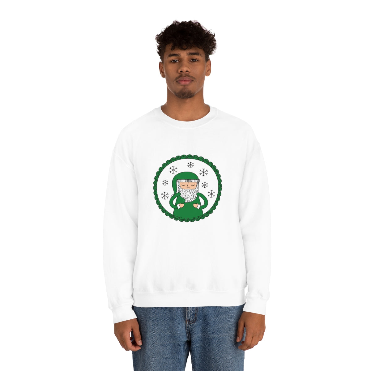 Green Santa Claus Sweatshirt, Green Santa Sweatshirt, Trendy Noel Minimalist Christmas Sweatshirt, Xmas Santa Crewneck Top, Holiday Green