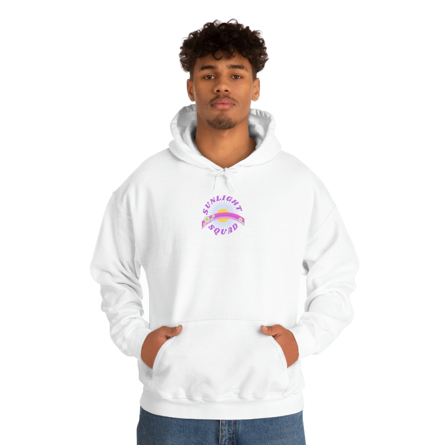 Retro Smile Flower Pink Purple Lavender Lilac Hoodie, Sunlight Squad Sweatshirt, Back Graphic Hoodie, VSCO Girl Oversized Trendy Tumblr Top