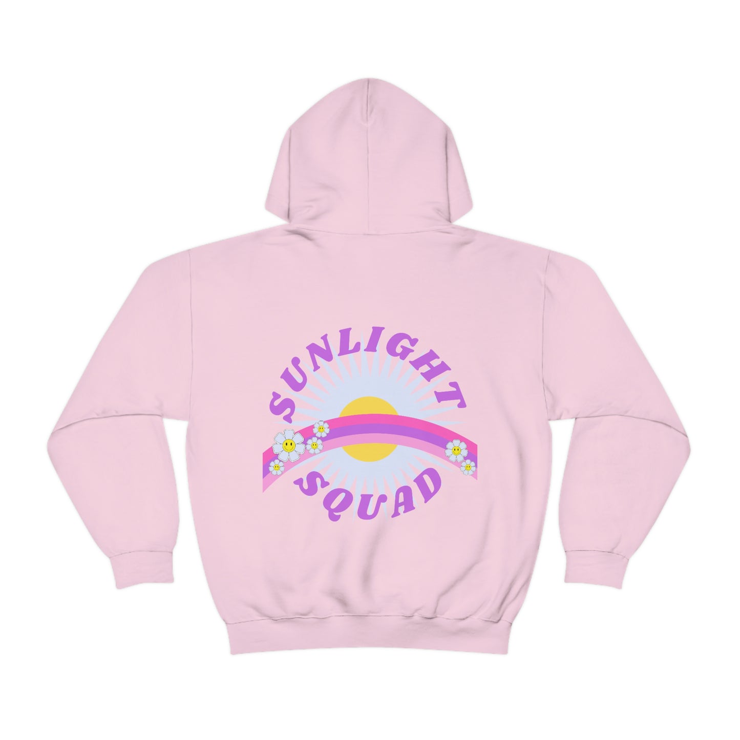 Retro Smile Flower Pink Purple Lavender Lilac Hoodie, Sunlight Squad Sweatshirt, Back Graphic Hoodie, VSCO Girl Oversized Trendy Tumblr Top