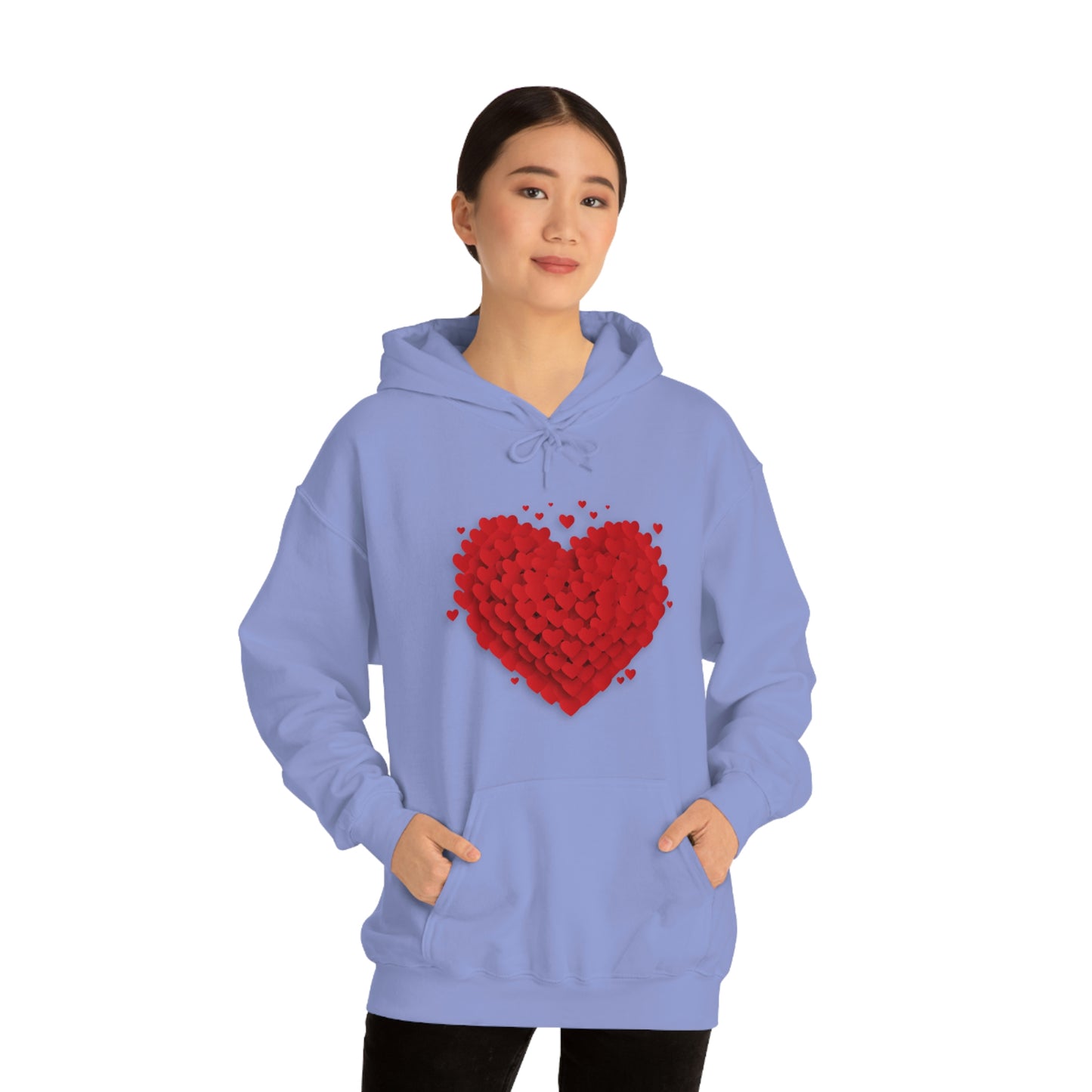 Love 3D Hearts Hoodie Sweatshirt, Pile of Hearts Love Hoodie, Valentine's Pink and Red Hoodie Pastel Pink Lavender and Mint Hoodie