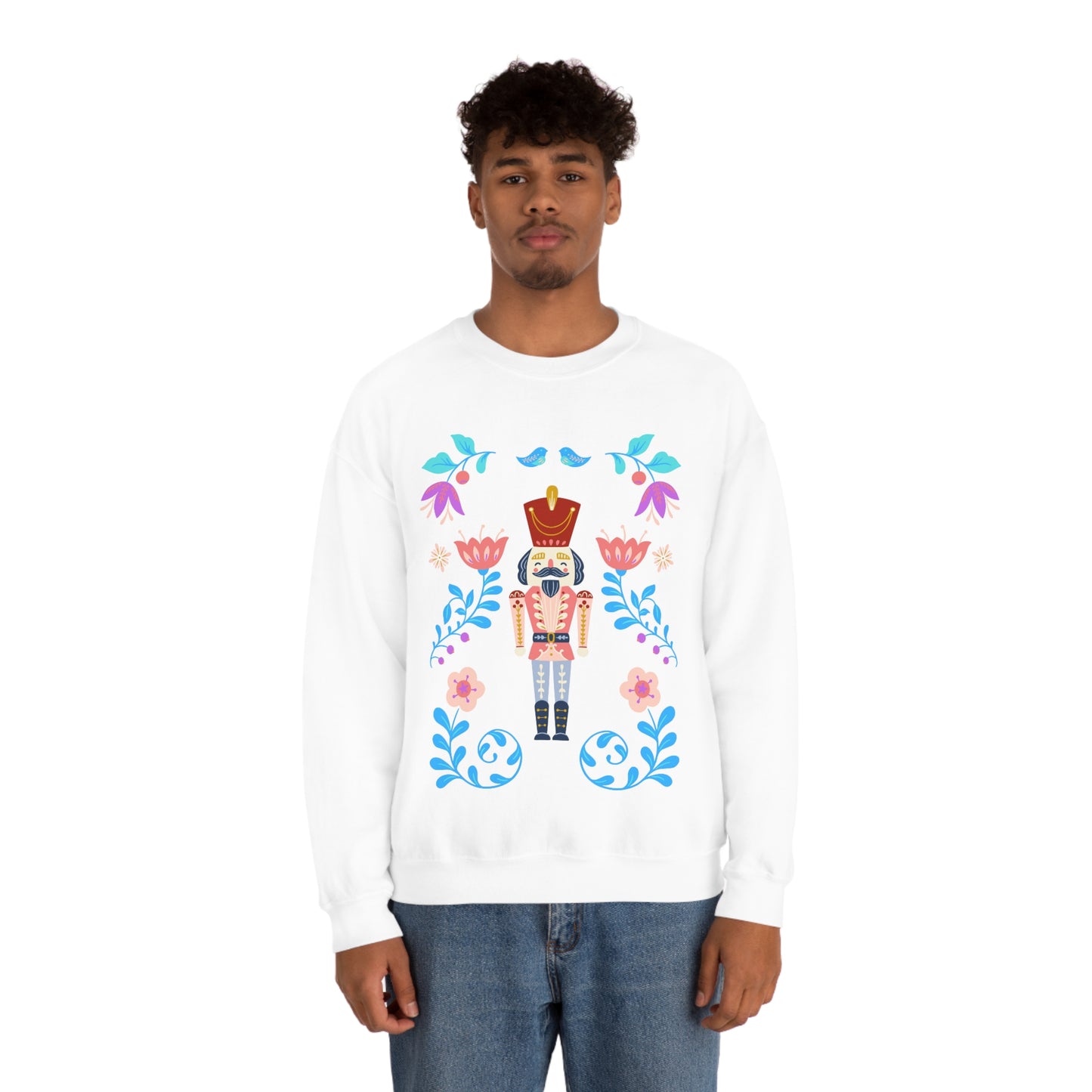 Nutcracker Modern Sweatshirt, Blue Nutcracker Sweatshirt, Trendy Christmas Minimalist Sweatshirt, Xmas Crewneck Bright Color Crew