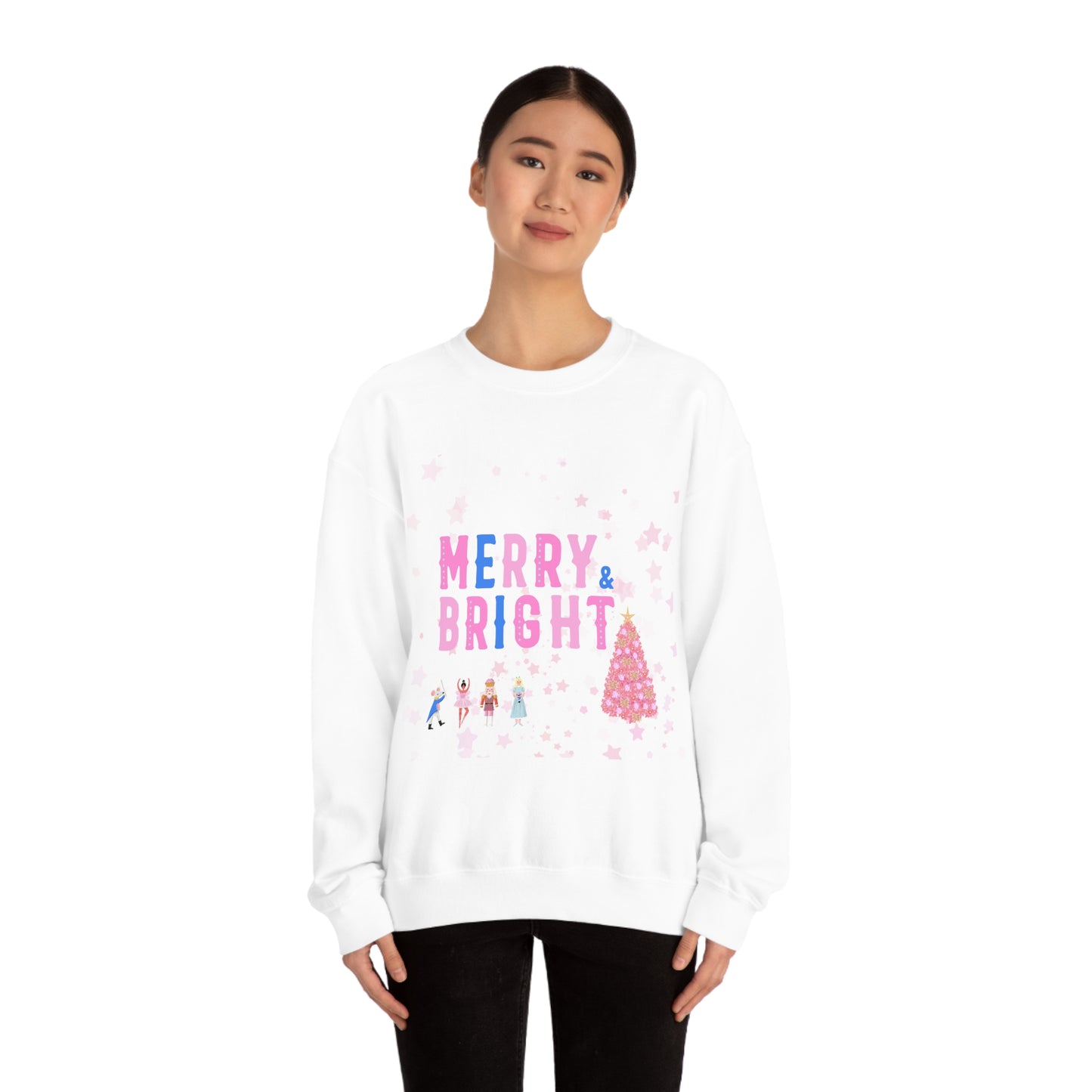 Pink Nutcracker Merry and Bright Minimalist Sweatshirt, Blue Nutcracker Sweatshirt, Trendy Christmas Sweatshirt, Pastel Xmas Crewneck