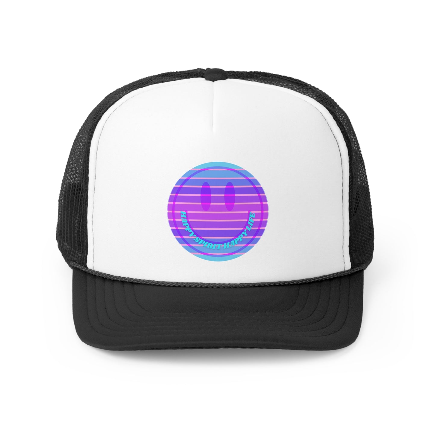 Hat Happy Spirit Happy Life, Aesthetic Sunset Hat, Smile Tumblr Hat, Trendy Trucker Hat, Vsco Girl, Pink Graphic Trucker Hat, Baseball Hat