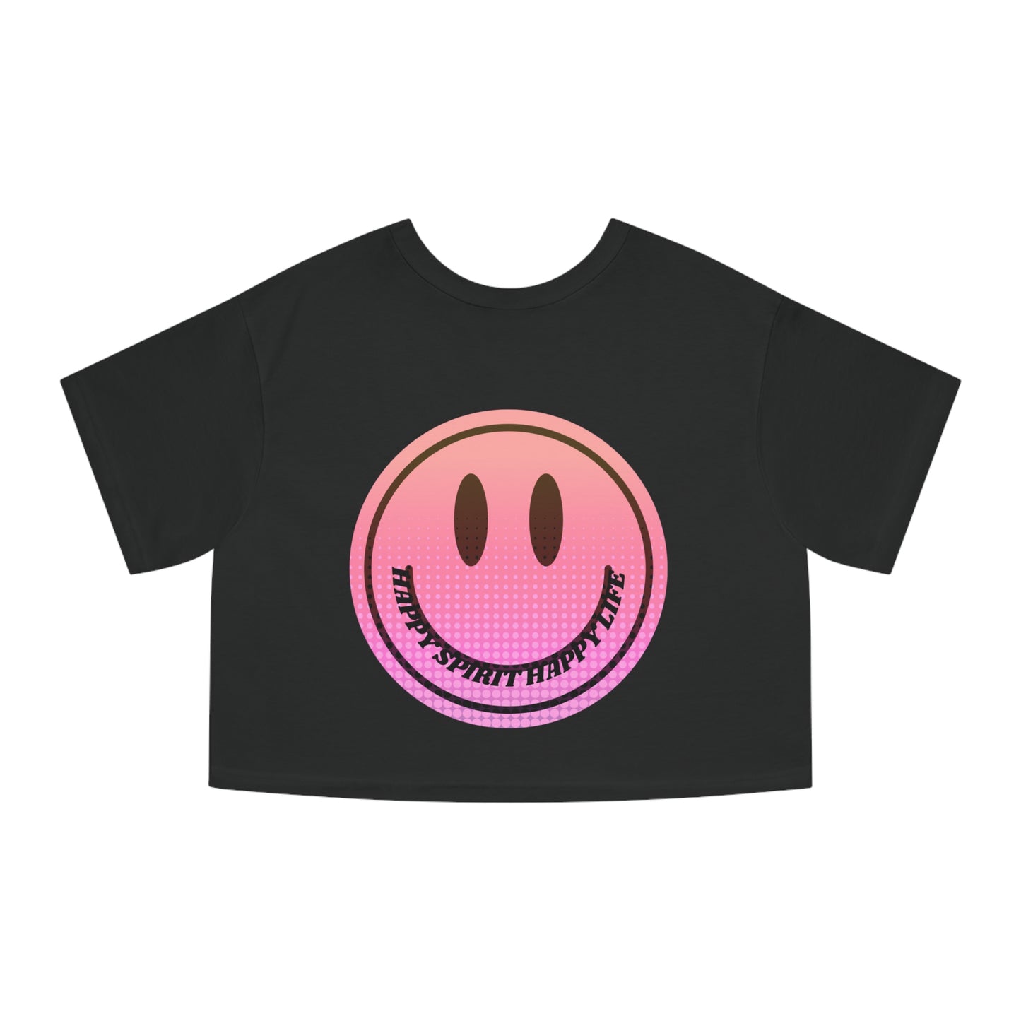 Aesthetic Smile Face Crop Shirt, Happy Spirit Happy Life Cropped Shirt, Smile Pink Sunset Ombre Champion Women's Heritage Cropped T-Shirt