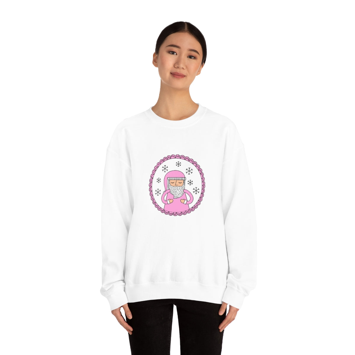 Pink Santa Claus Sweatshirt, Pink Santa Sweatshirt, Trendy Noel Minimalist Christmas Sweatshirt, Xmas Santa Crewneck Top, Pastel Holiday