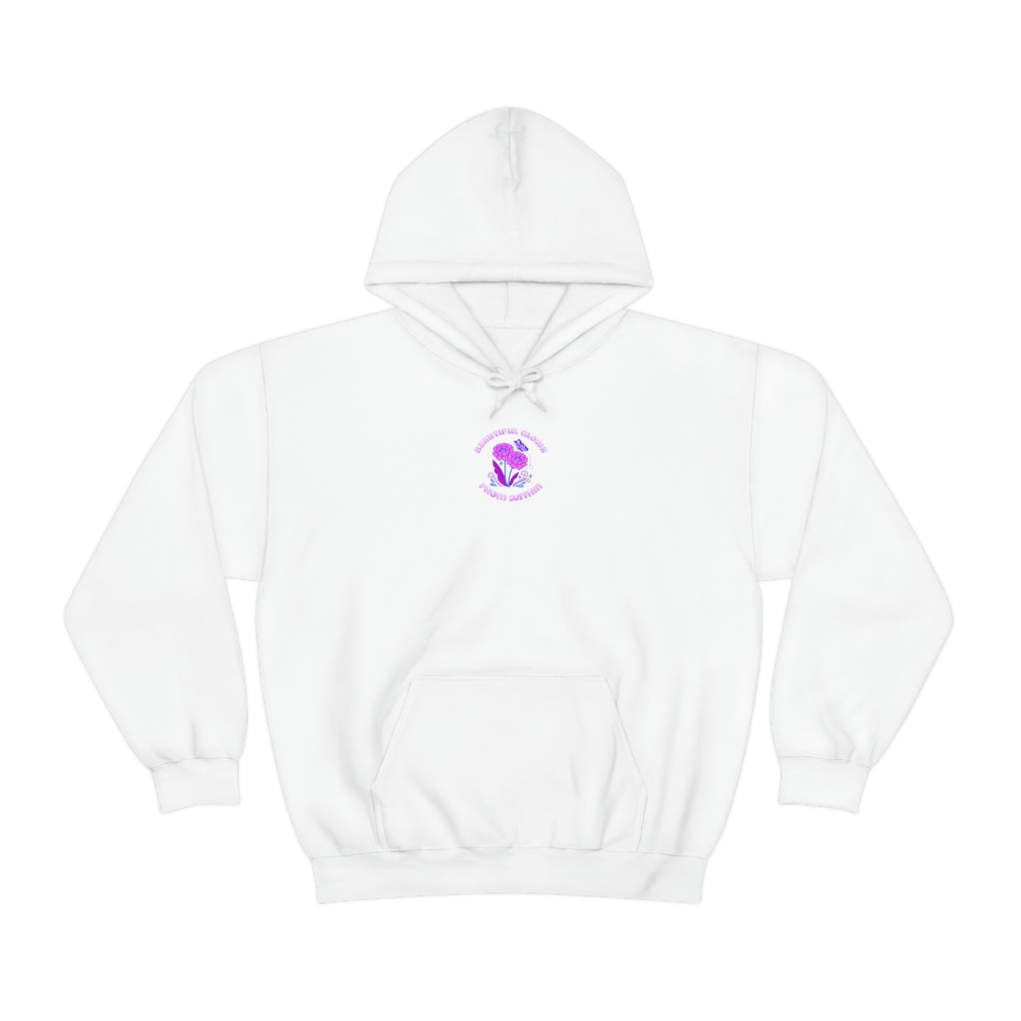 Beautiful Glows from Within Purple Flower Hoodie, Aesthetic Oversized Hoodie, Front Back Print Trendy Sweatshirt, Beach Lake Cover Up