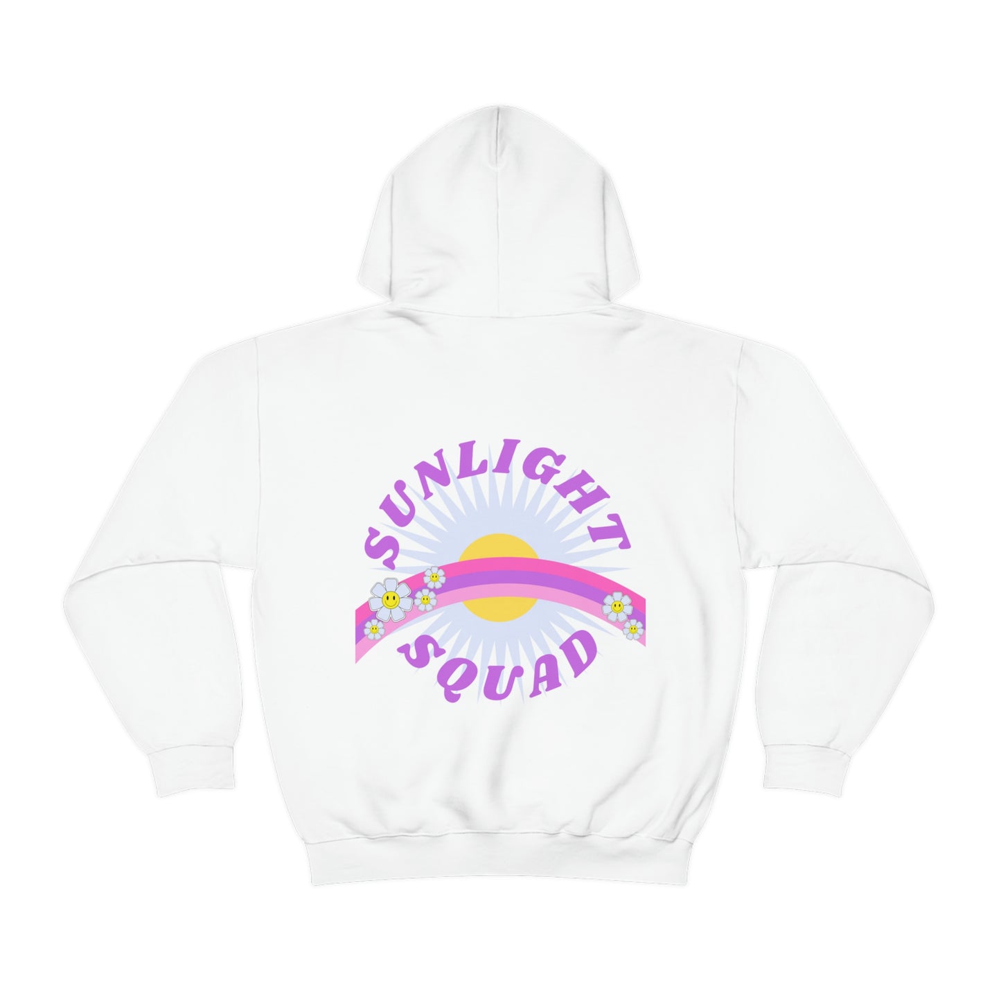 Retro Smile Flower Pink Purple Lavender Lilac Hoodie, Sunlight Squad Sweatshirt, Back Graphic Hoodie, VSCO Girl Oversized Trendy Tumblr Top