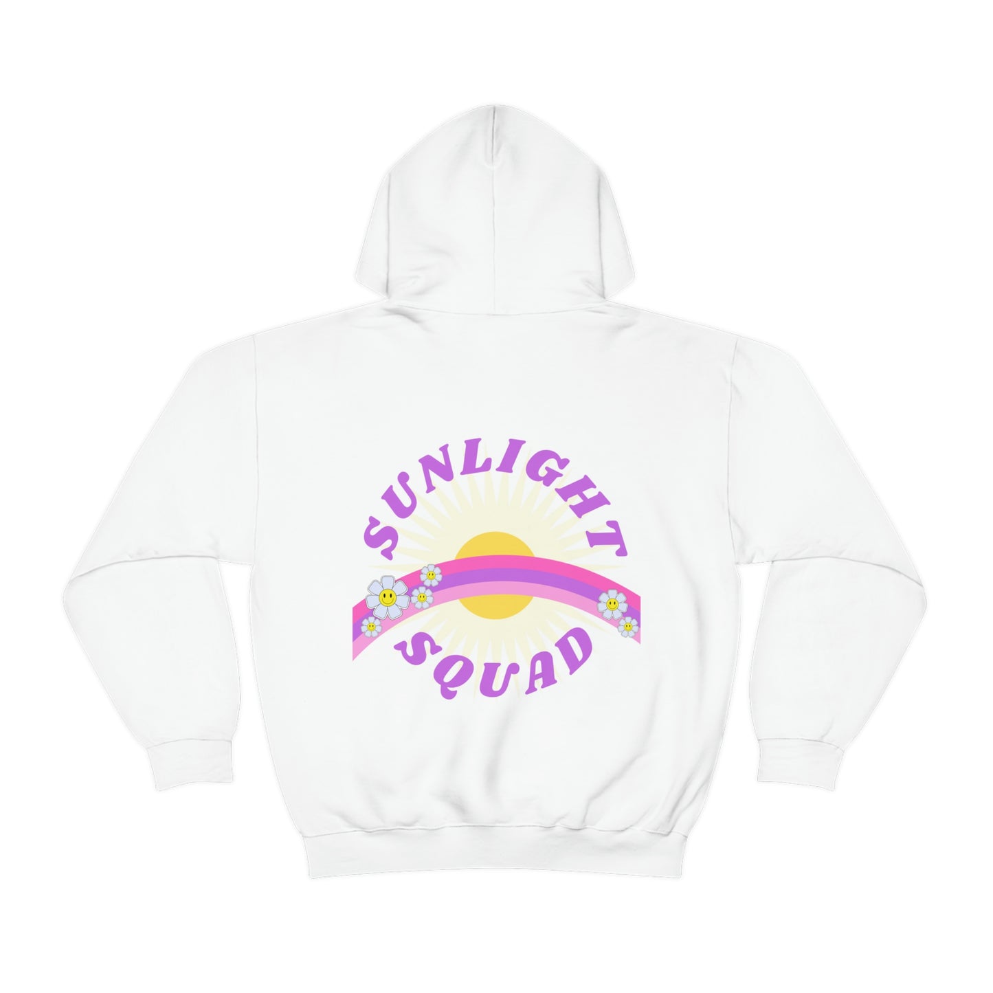 Retro Smile Flower Pink Purple Lavender Lilac Hoodie, Sunlight Squad Sweatshirt, Back Graphic Hoodie, VSCO Girl Oversized Trendy Tumblr Top