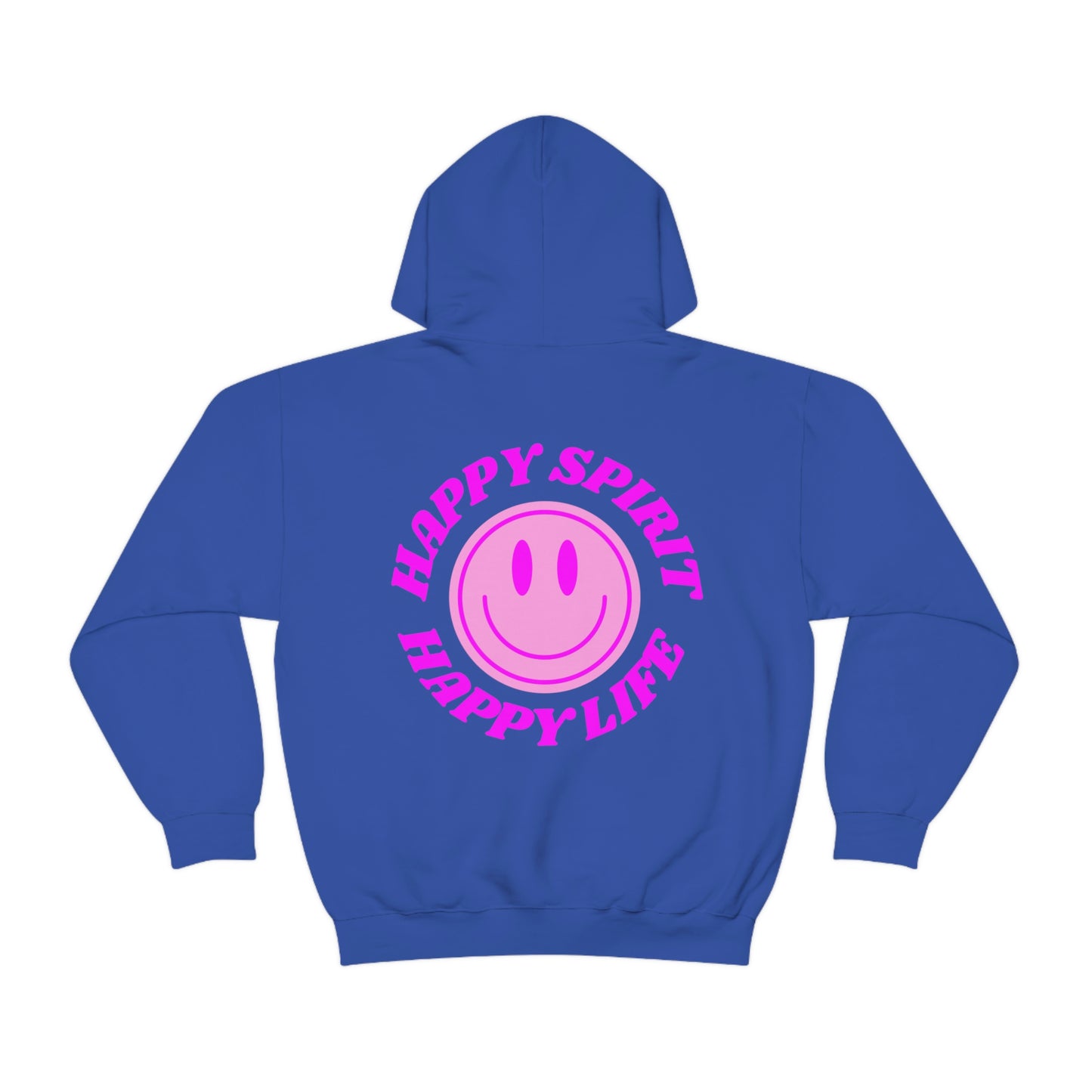 Happy Spirit Happy Life Sweatshirt, Gildan Retro Font Hoodie, Oversized Hoodie, Back Print Trendy Sweatshirt, Beach Cover Up, Lake Cover Up