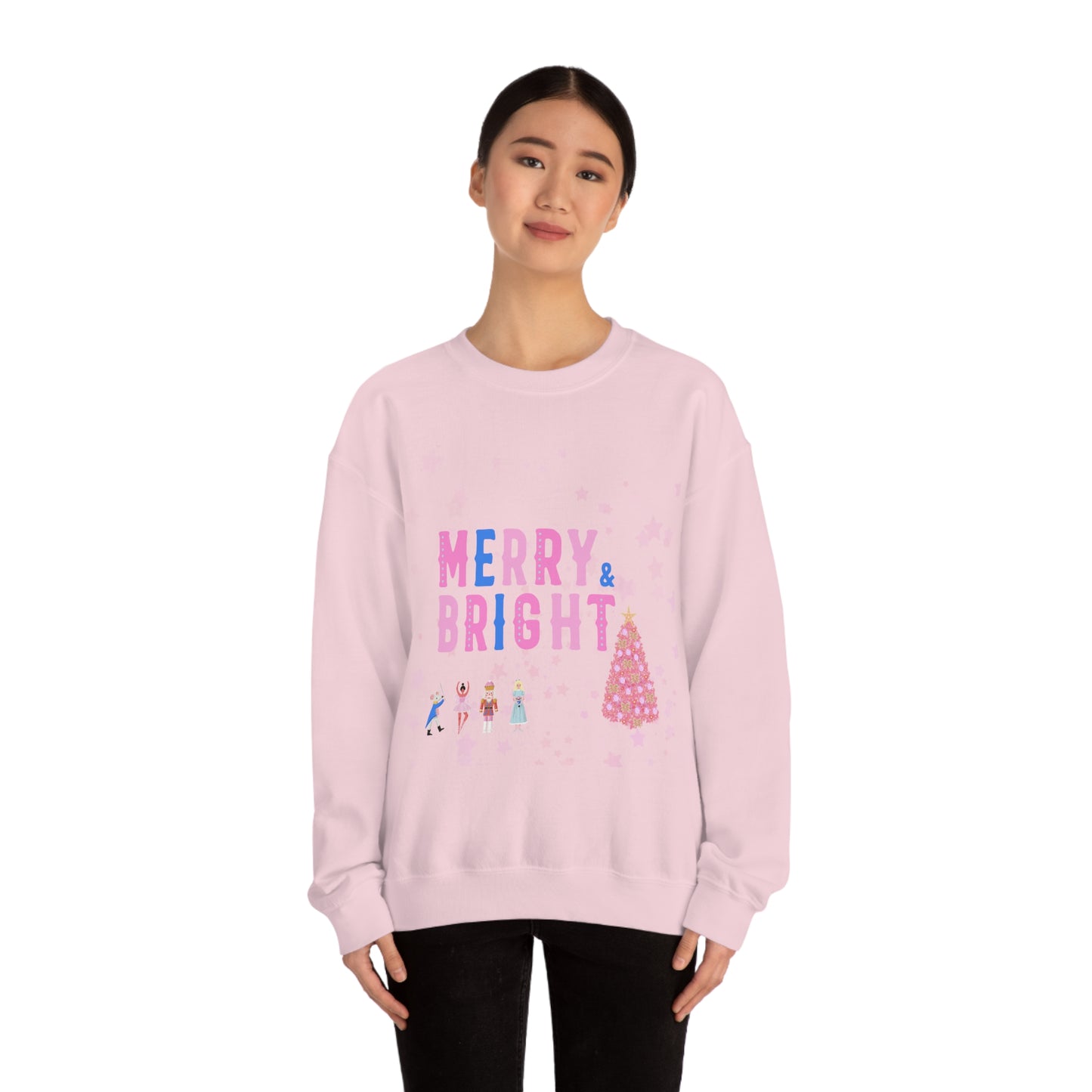 Pink Nutcracker Merry and Bright Minimalist Sweatshirt, Blue Nutcracker Sweatshirt, Trendy Christmas Sweatshirt, Pastel Xmas Crewneck