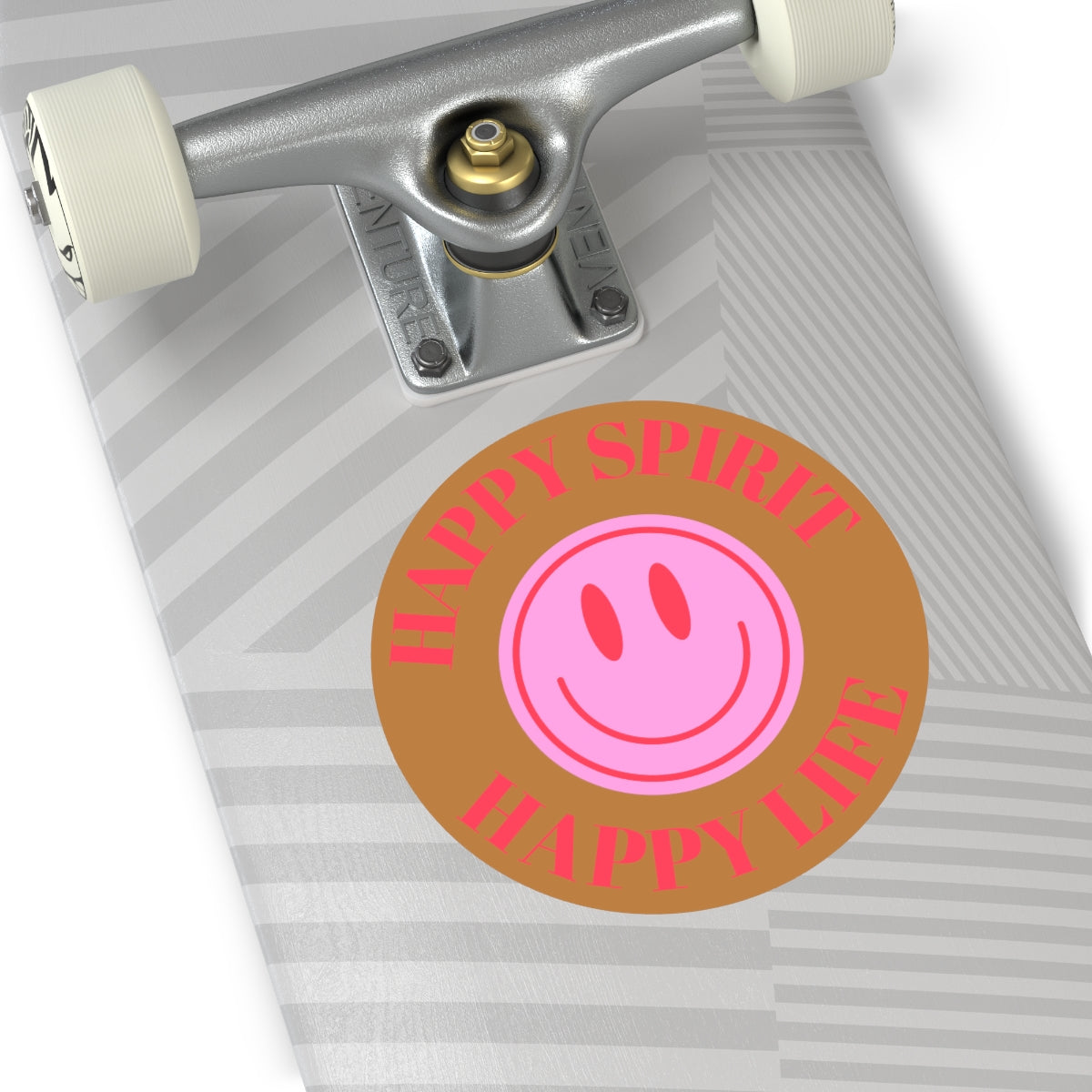 Happy Spirit Happy Life Round Vinyl Stickers, UV Smiley Stickers, Smile Sticker, Tumblr Retro Smile, VSCO Girl, Computer, Skateboard