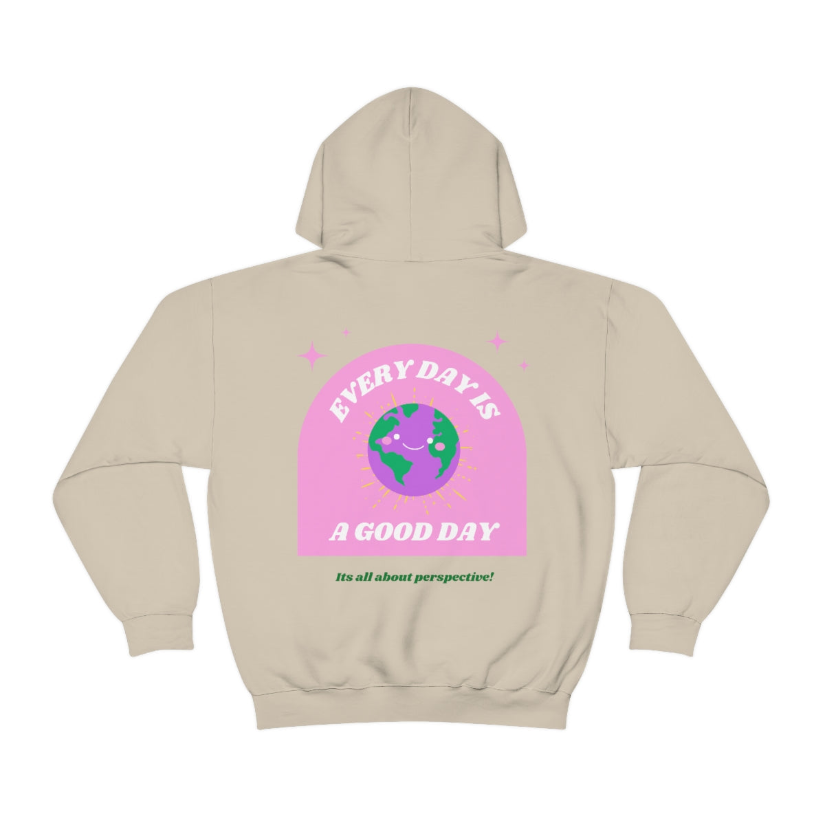 Retro Every Day is a Good Day, Its All About Perspective Earth Pink Purple Back Graphic Hoodie, VSCO Girl Oversized Trendy Tumblr Sweatshirt
