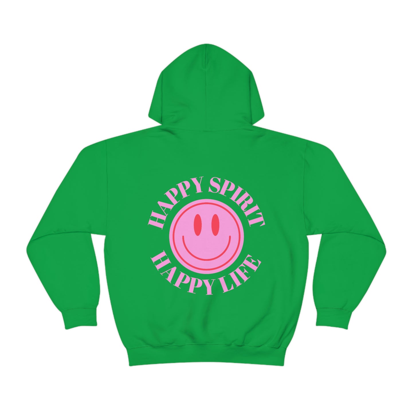 Happy Spirit Happy Life Sweatshirt, Pink Smile Lilac Hoodie, Oversized Hoodie, Front Back Print Trendy Sweatshirt, Beach Cover Up, Cover Up
