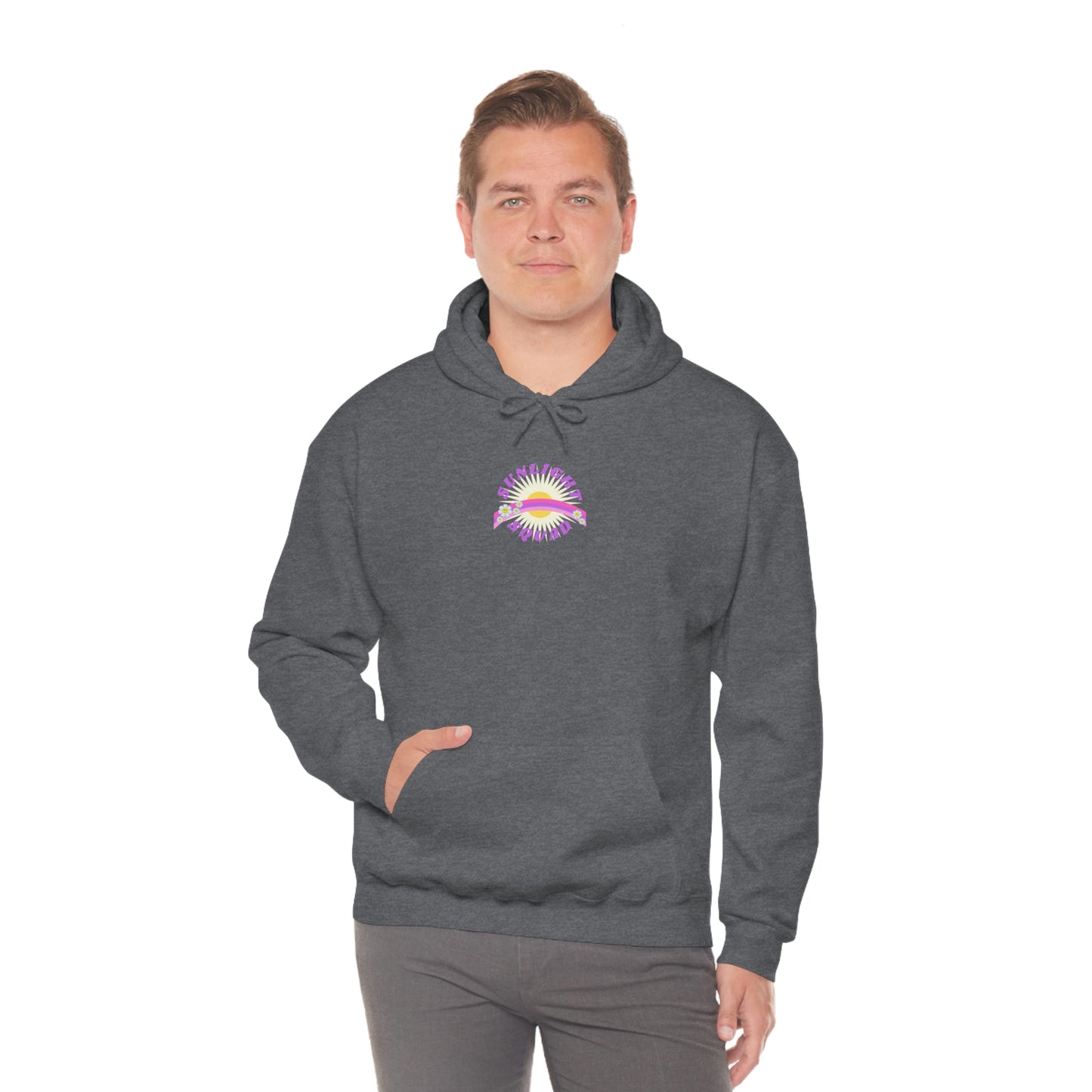 Retro Smile Flower Pink Purple Lavender Lilac Hoodie, Sunlight Squad Sweatshirt, Back Graphic Hoodie, VSCO Girl Oversized Trendy Tumblr Top