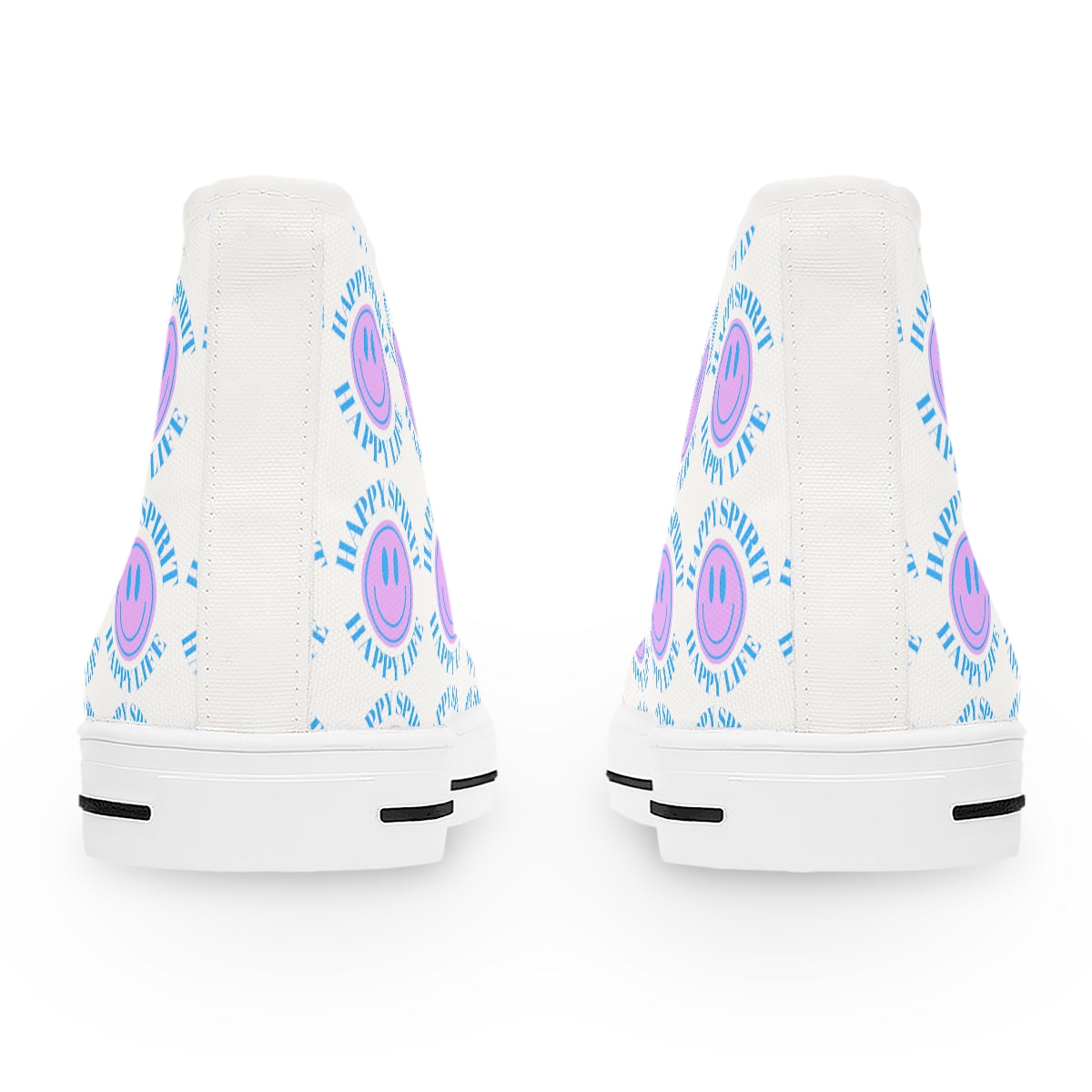 Happy Spirit Happy Life Purple Smile High Top Sneakers, Smile Canvas Shoes for Women, Vsco Girl Shoes, Tumblr Shoes, Lavender Smile Shoes