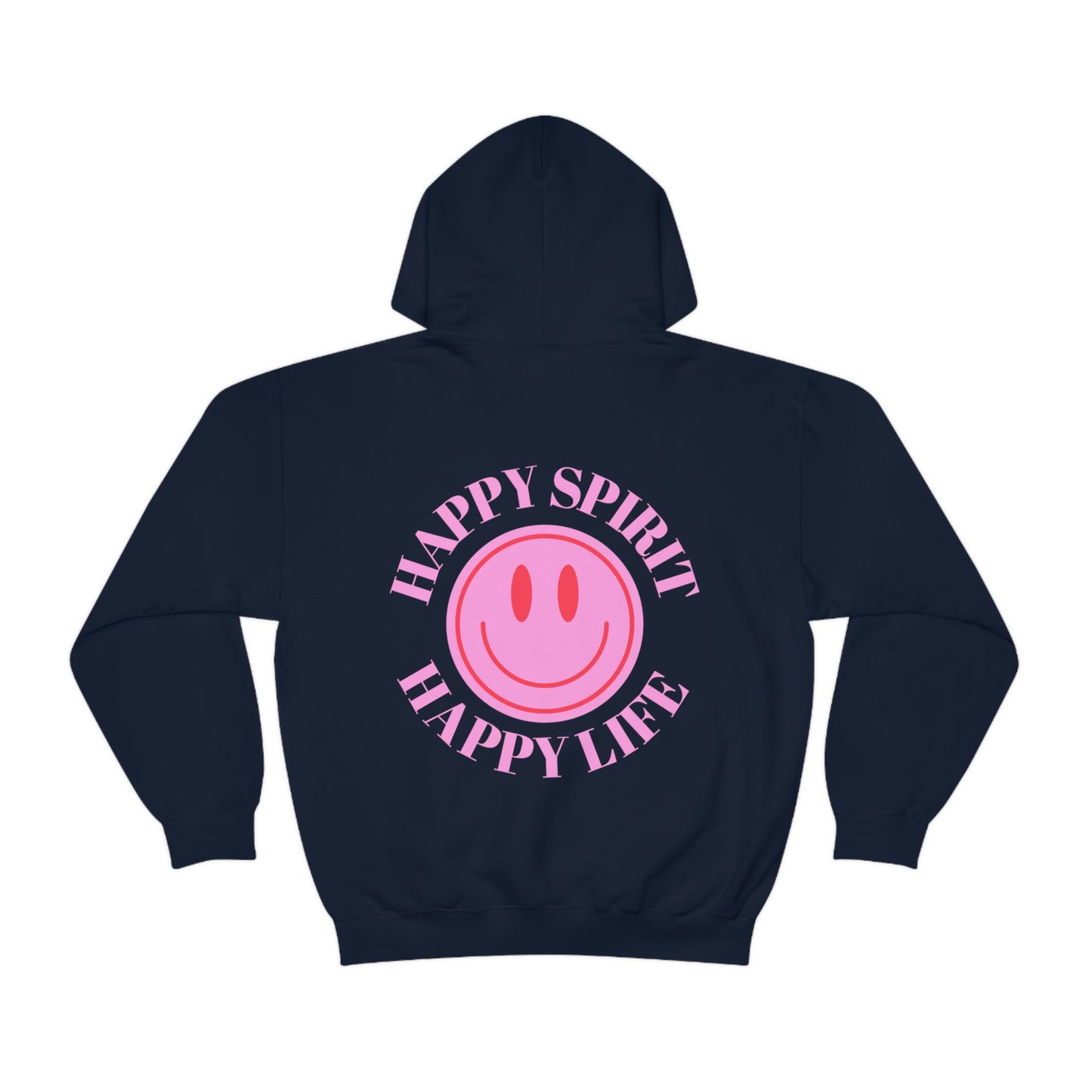 Happy Spirit Happy Life Sweatshirt, Pink Smile Lilac Hoodie, Oversized Hoodie, Front Back Print Trendy Sweatshirt, Beach Cover Up, Cover Up