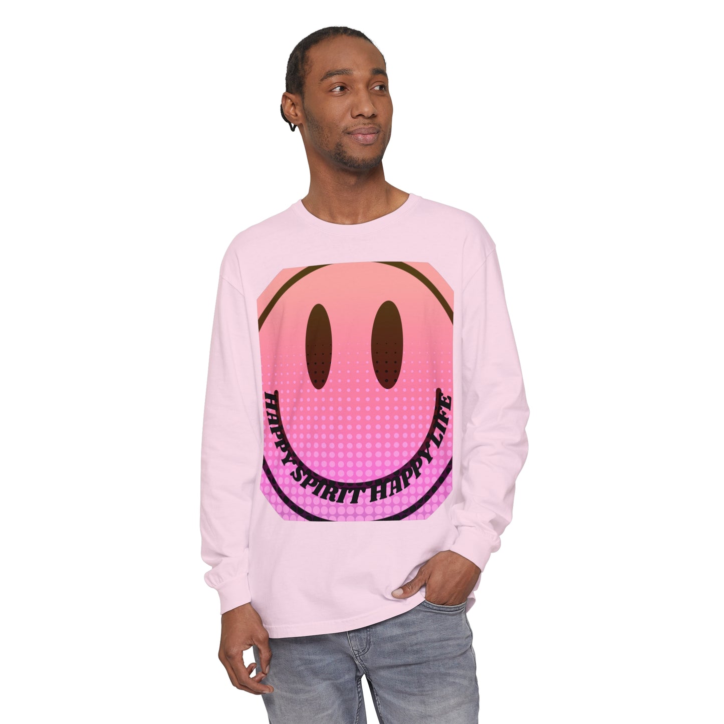 Aesthetic Long Sleeve Shirt, Smile Face Y2K Retro Shirt, 80's Style Smile Graphic, Comfort Colors Unisex Garment-dyed Long Sleeve T-Shirt