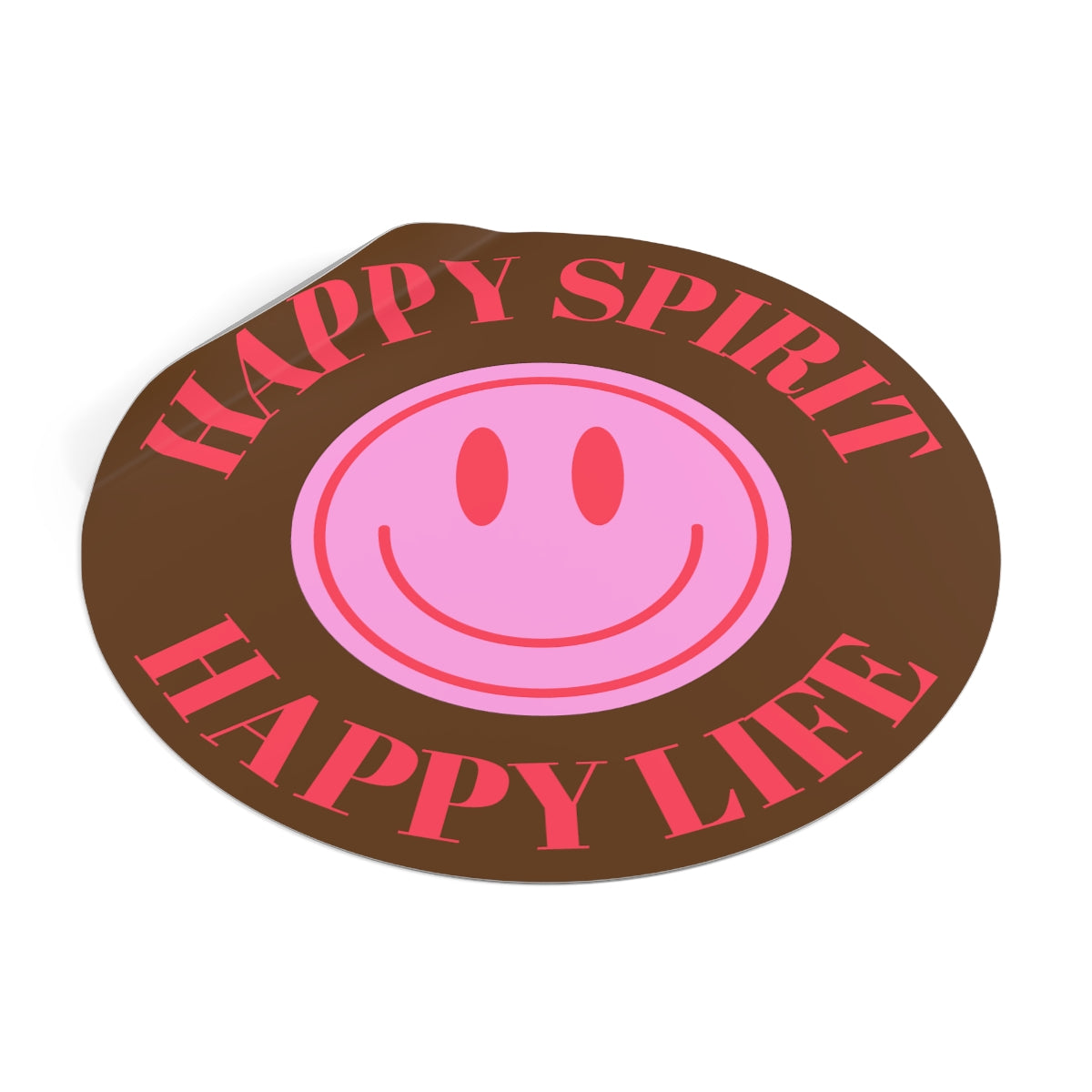 Happy Spirit Happy Life Round Vinyl Stickers, UV Smiley Stickers, Smile Sticker, Tumblr Retro Smile, VSCO Girl, Computer, Skateboard