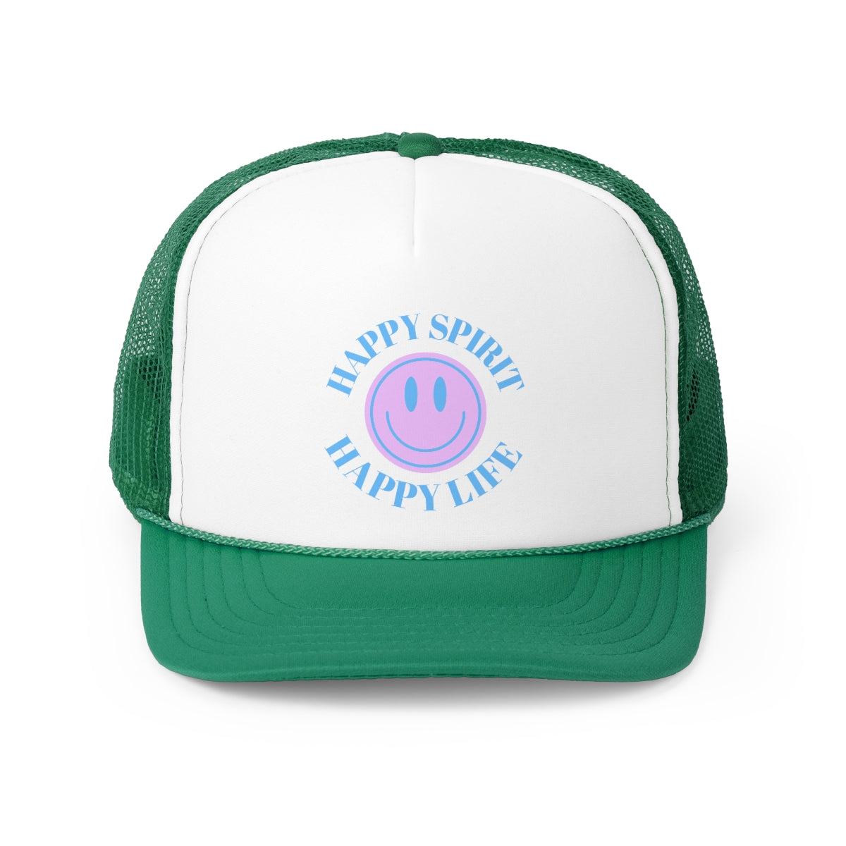 Hat Happy Spirit Happy Life- Aesthetic Hat, Smile Tumblr hat, Trendy Oversized hat, Vsco girl, Pink Graphic Trucker Hat, Baseball Hat