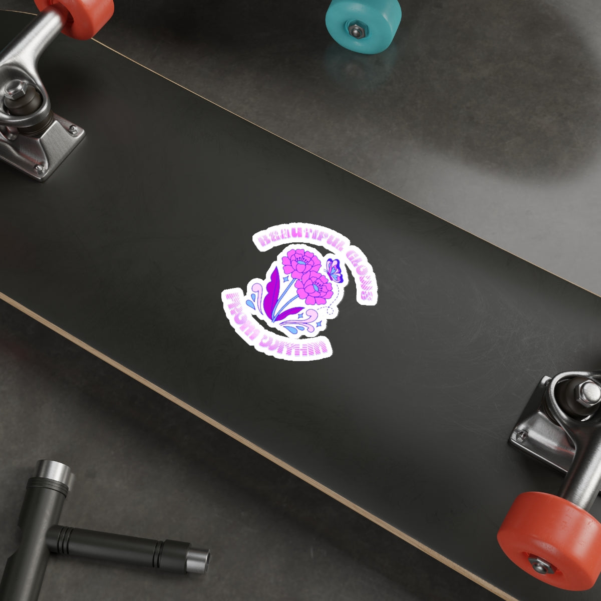Beautiful Glows from Within Purple Flower Sticker, Aesthetic Die-Cut Stickers, Pink Purple Positivity Sticker, Happy Mind Sticker, Water Res