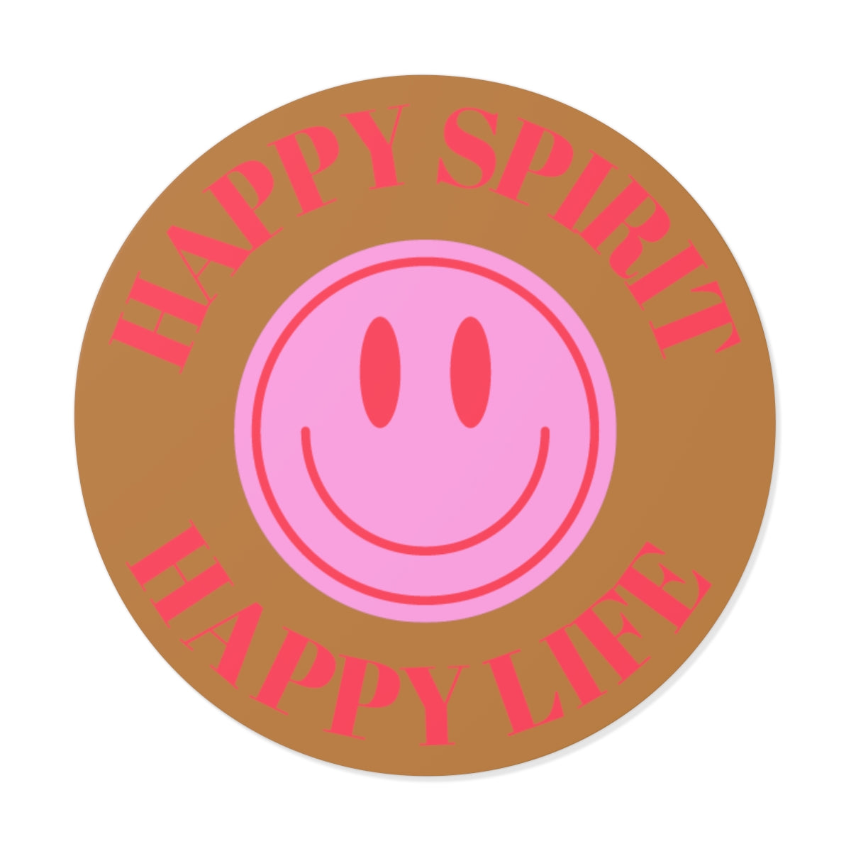 Happy Spirit Happy Life Round Vinyl Stickers, UV Smiley Stickers, Smile Sticker, Tumblr Retro Smile, VSCO Girl, Computer, Skateboard