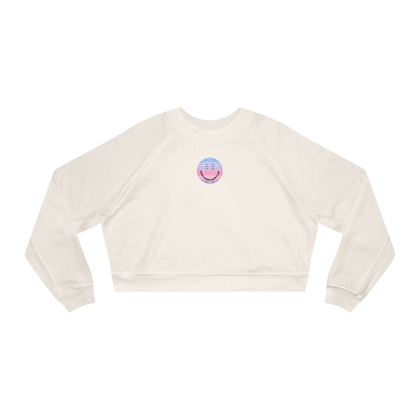 Aesthetic Cropped Sweatshirt, Smile Face Crop Top, Happy Spirit Happy Life Sunset Smile Cropped Top, Women's Cropped Fleece Pullover