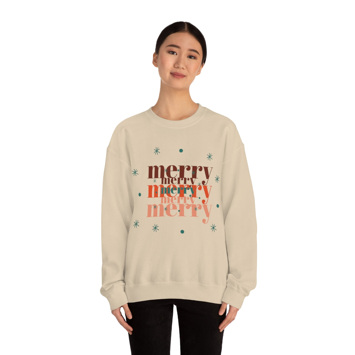 Merry Merry Merry, Christmas, Holiday Sweatshirt, Minimalist Sweatshirt, Oversized VSCO Girl, Tumblr, Unisex Heavy Blend Crewneck