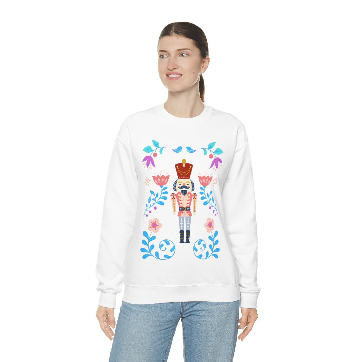Nutcracker Modern Sweatshirt, Blue Nutcracker Sweatshirt, Trendy Christmas Minimalist Sweatshirt, Xmas Crewneck Bright Color Crewneck