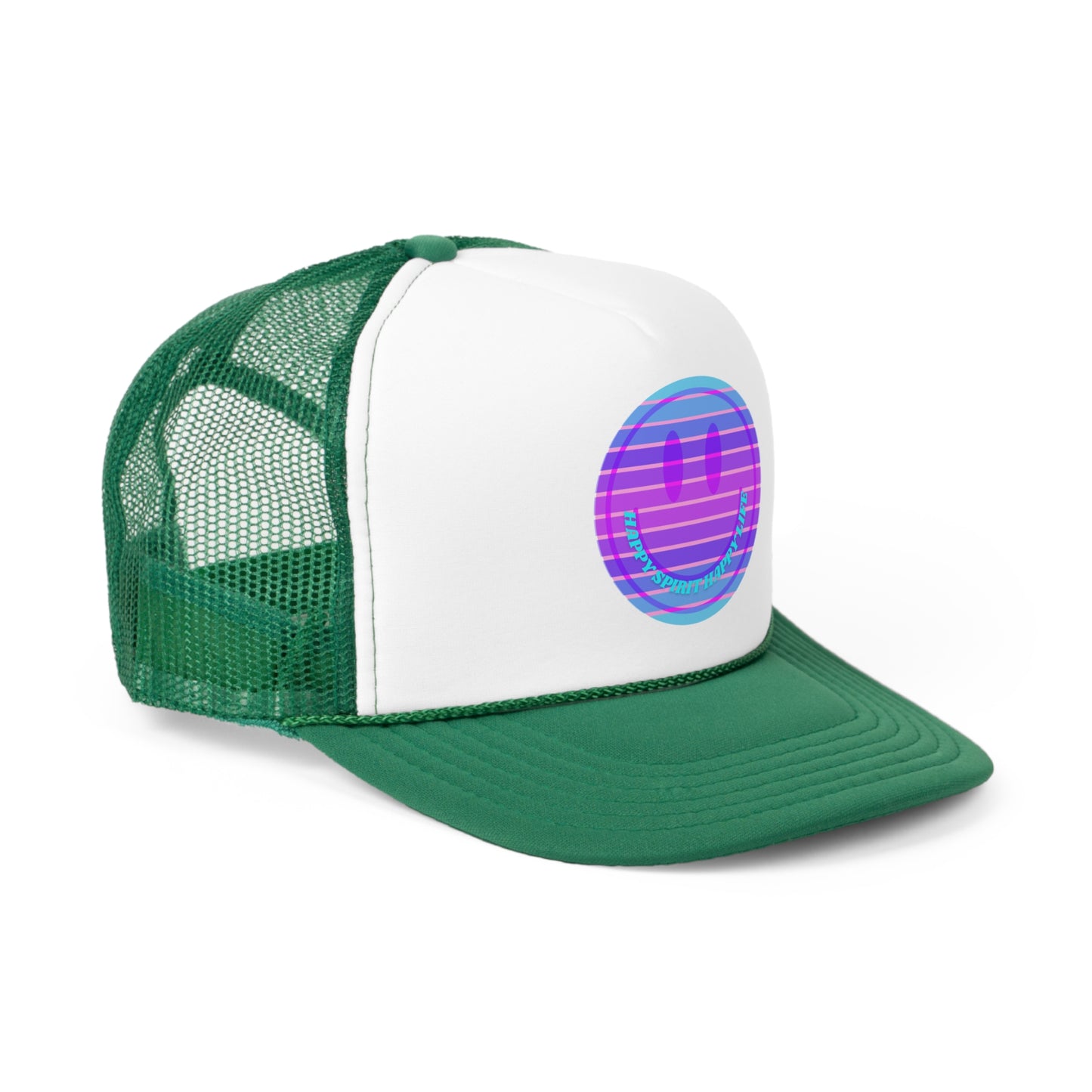 Hat Happy Spirit Happy Life, Aesthetic Sunset Hat, Smile Tumblr Hat, Trendy Trucker Hat, Vsco Girl, Pink Graphic Trucker Hat, Baseball Hat