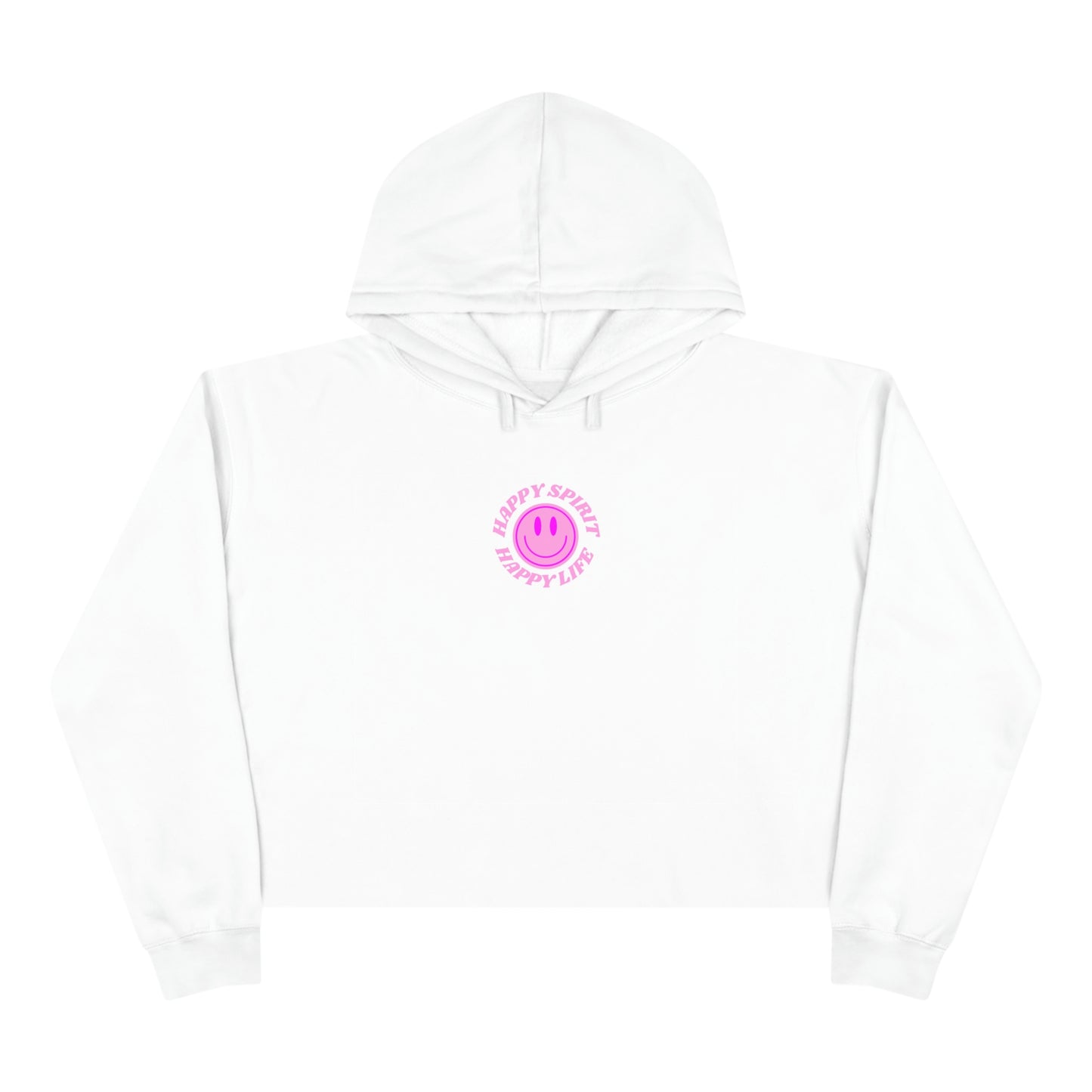 Aesthetic Cropped Hoodie, Smile Face Crop Top, Happy Spirit Happy Life Smile Cropped Top, Hoodie Women's Cropped Fleece Pullover