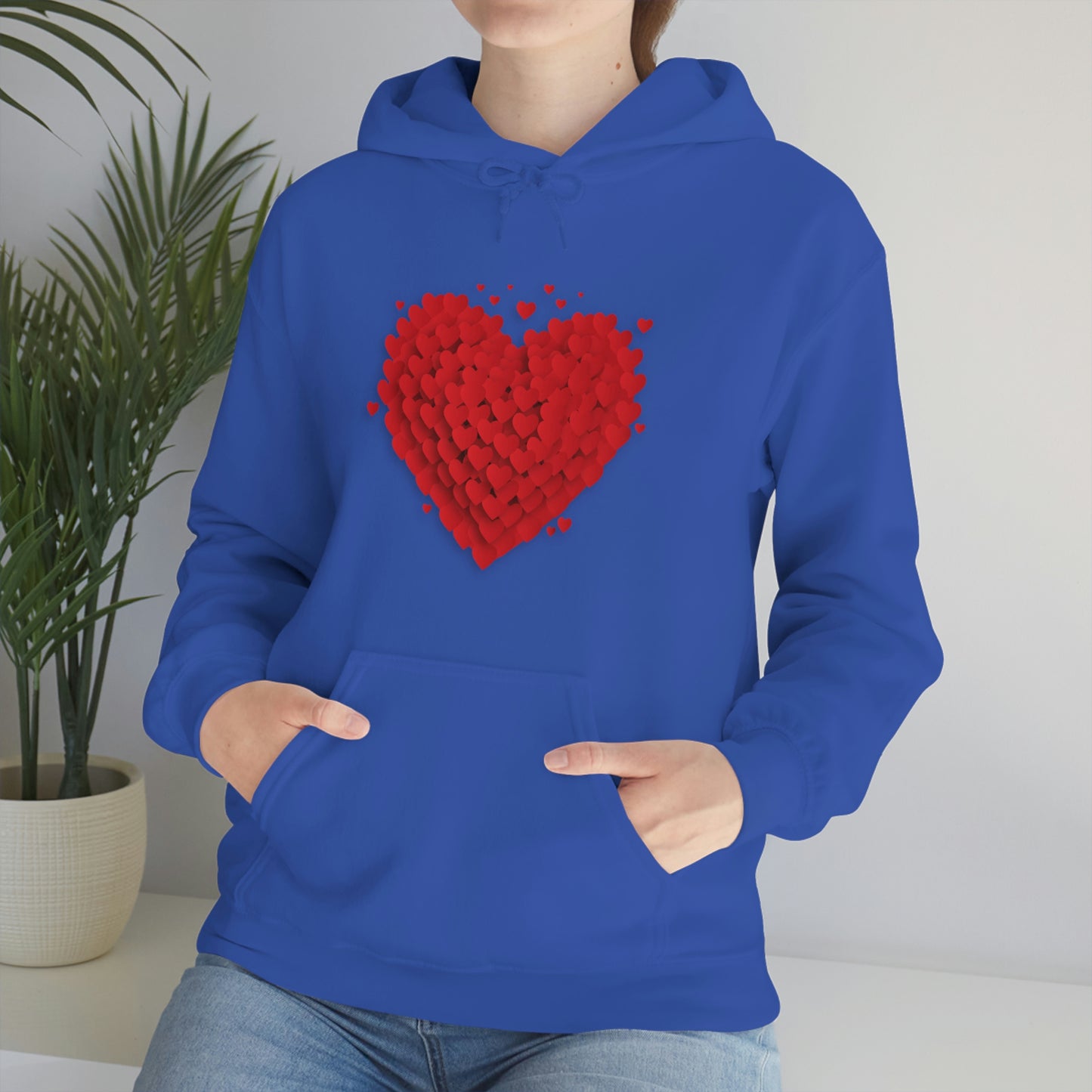 Love 3D Hearts Hoodie Sweatshirt, Pile of Hearts Love Hoodie, Valentine's Pink and Red Hoodie Pastel Pink Lavender and Mint Hoodie
