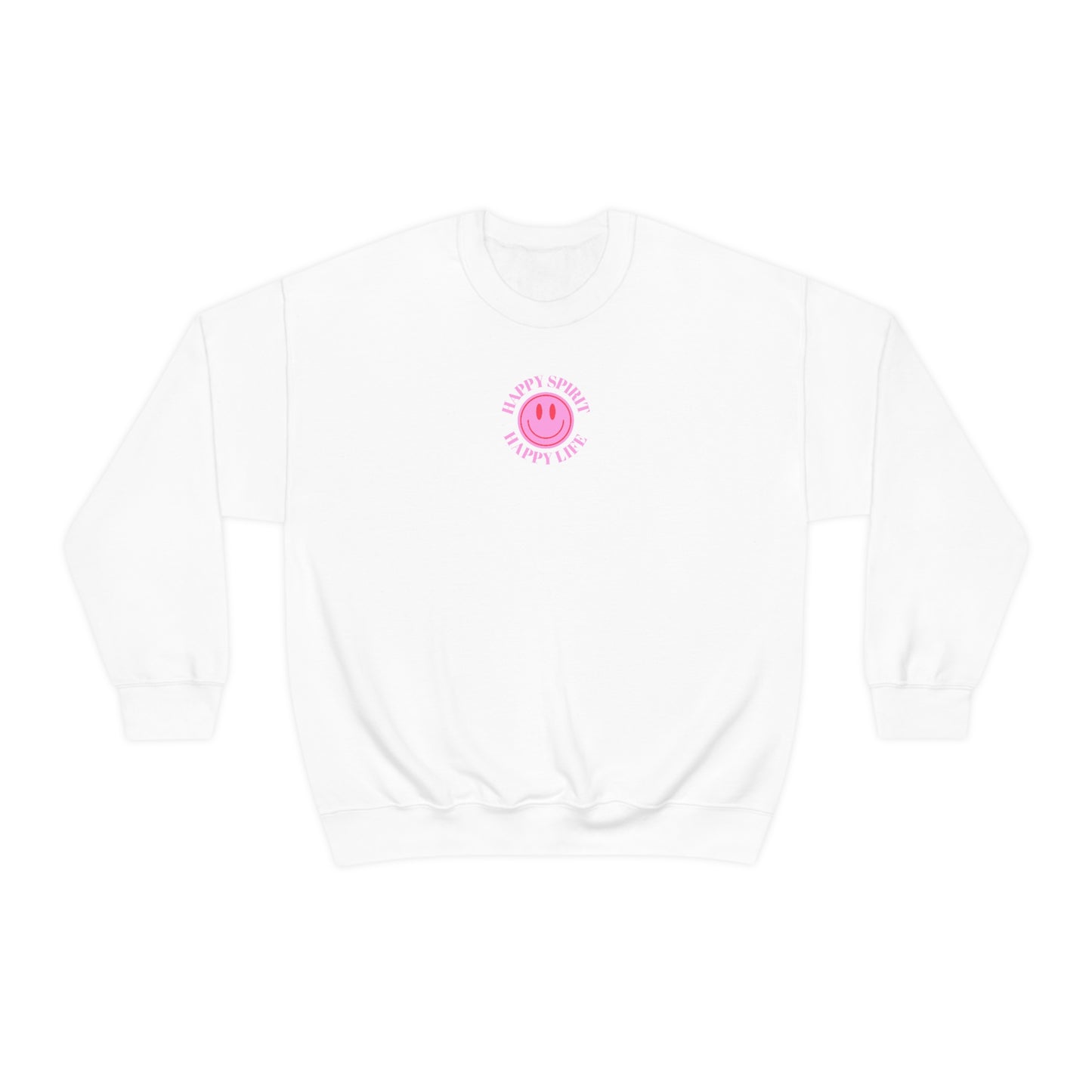 Copy of Happy Spirit Happy Life Sweatshirt, Gildan VSCO Girl Crewneck, Oversized Tumblr Front Back Print Smile Happy Mind Trendy Loungewear