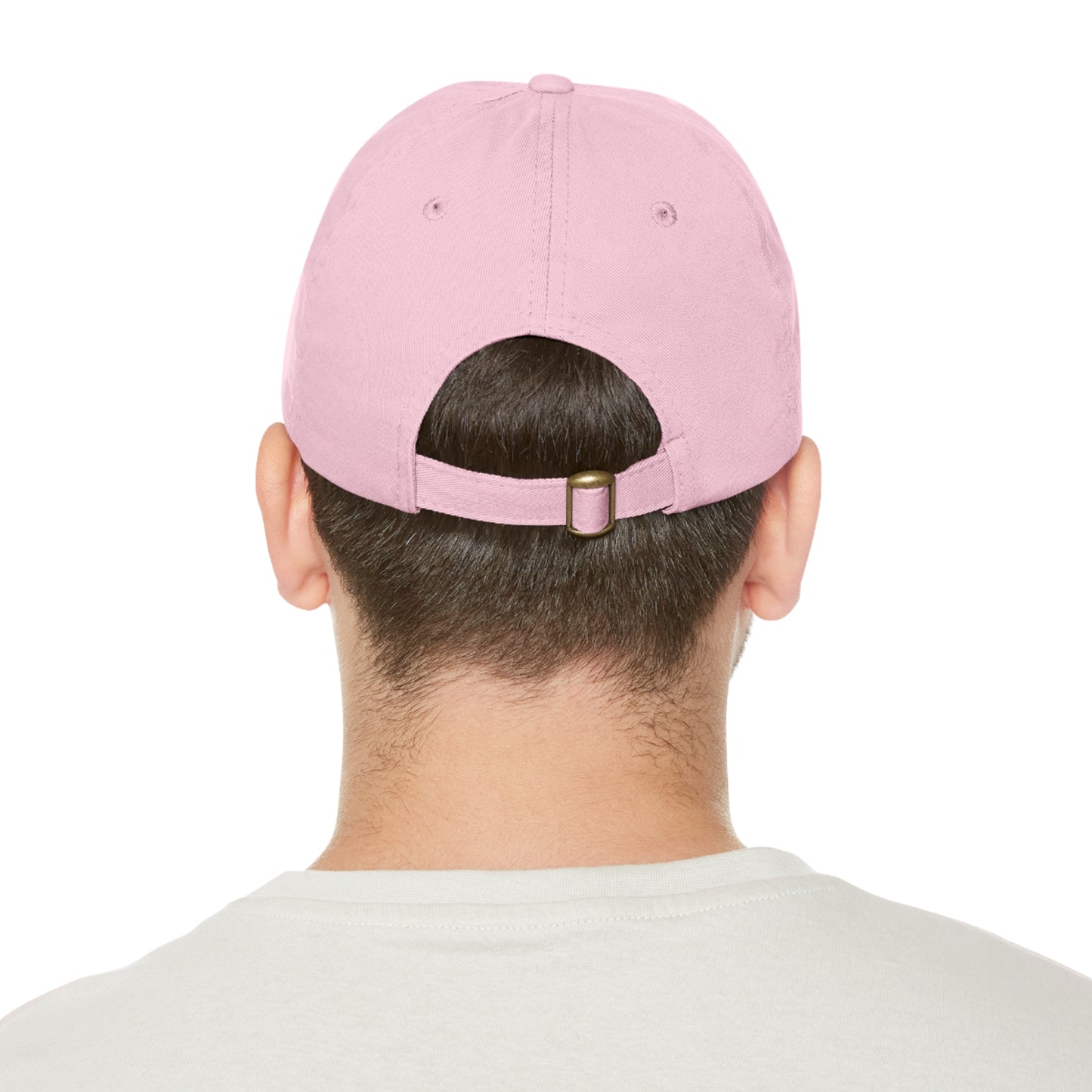 Aesthetic Pink Smile Hat, Pink Twill Dad Hat with Leather Patch (Round), Pink Golf Hat, Pink Twill Cap, Pink Cotton Hat, Pink Baseball Hat