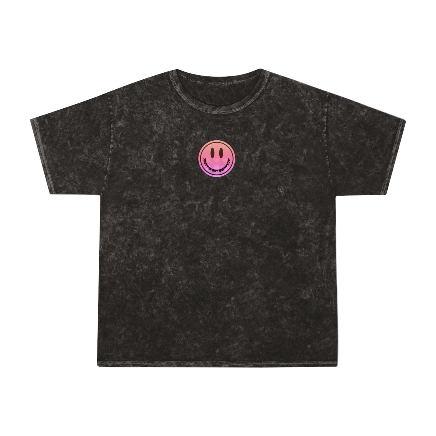 Aesthetic Smile Face Shirt, Retro, Happy Spirit Happy Life Shirt, Smile Pink Sunset Ombre T-Shirt, Unisex 80's style Mineral Wash T-Shirt