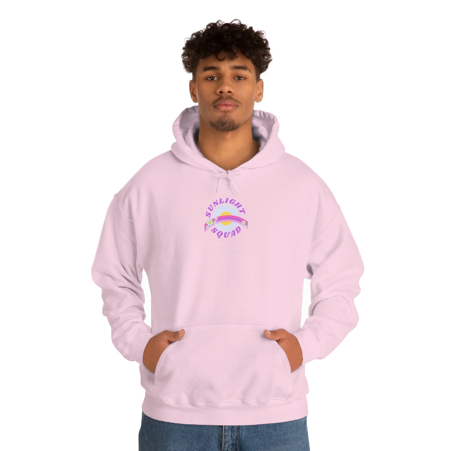 Retro Smile Flower Pink Purple Lavender Lilac Hoodie, Sunlight Squad Sweatshirt, Back Graphic Hoodie, VSCO Girl Oversized Trendy Tumblr Top