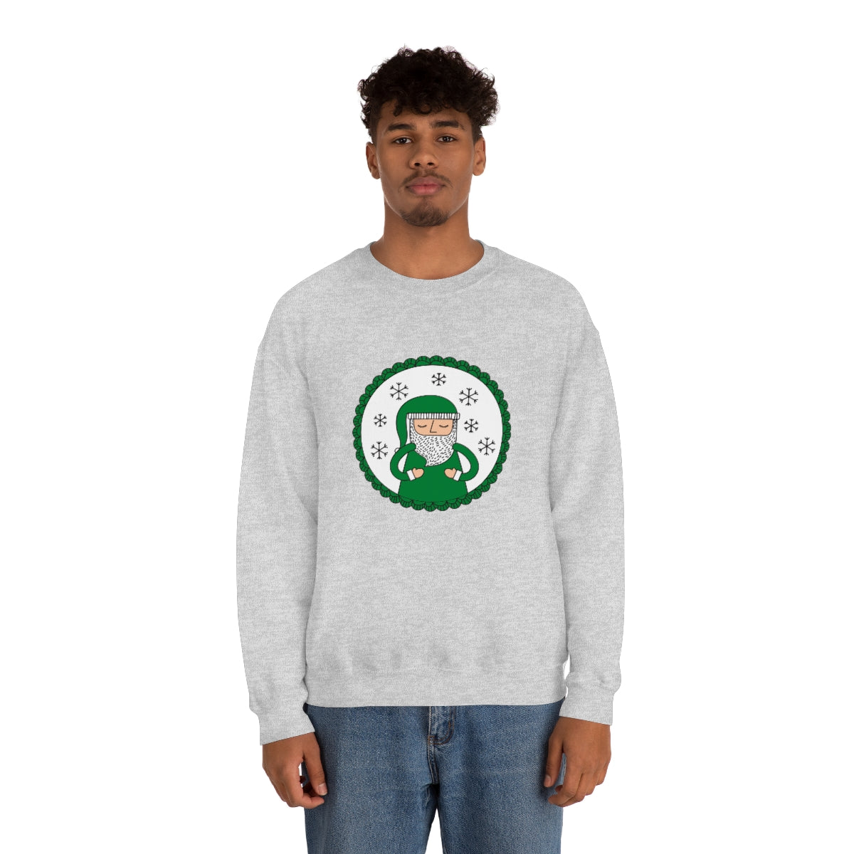 Green Santa Claus Sweatshirt, Green Santa Sweatshirt, Trendy Noel Minimalist Christmas Sweatshirt, Xmas Santa Crewneck Top, Holiday Green