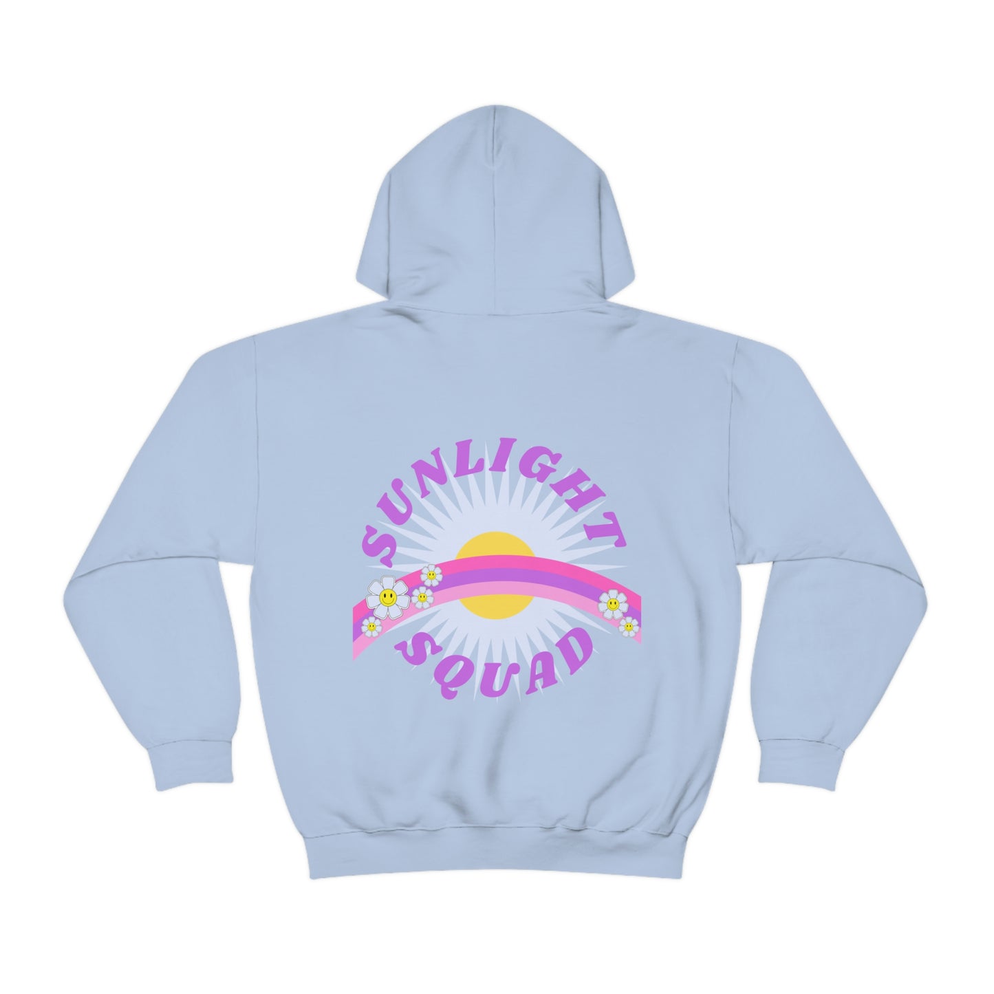 Retro Smile Flower Pink Purple Lavender Lilac Hoodie, Sunlight Squad Sweatshirt, Back Graphic Hoodie, VSCO Girl Oversized Trendy Tumblr Top